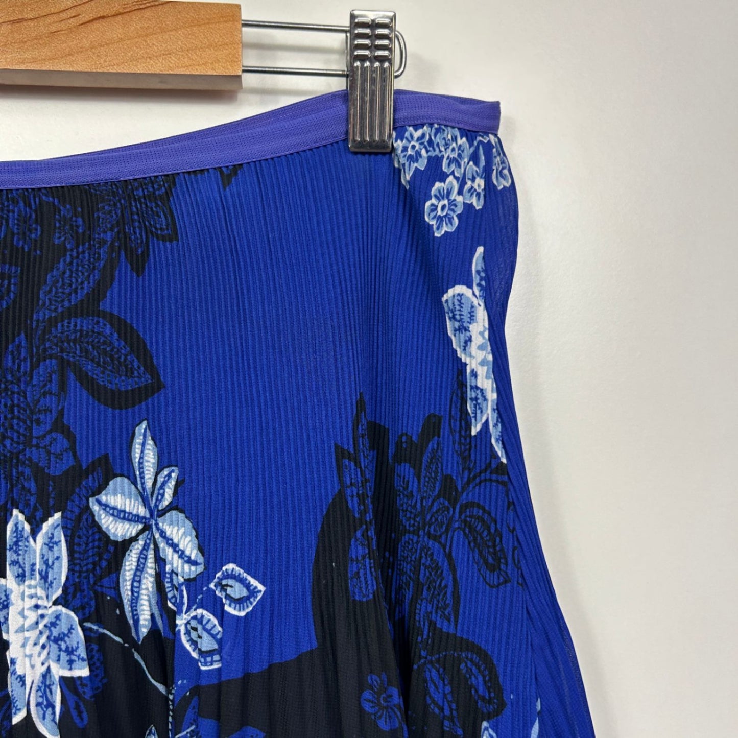 Virtuelle Midi Skirt Size 20 Plus Purple Floral Pleated Long Length