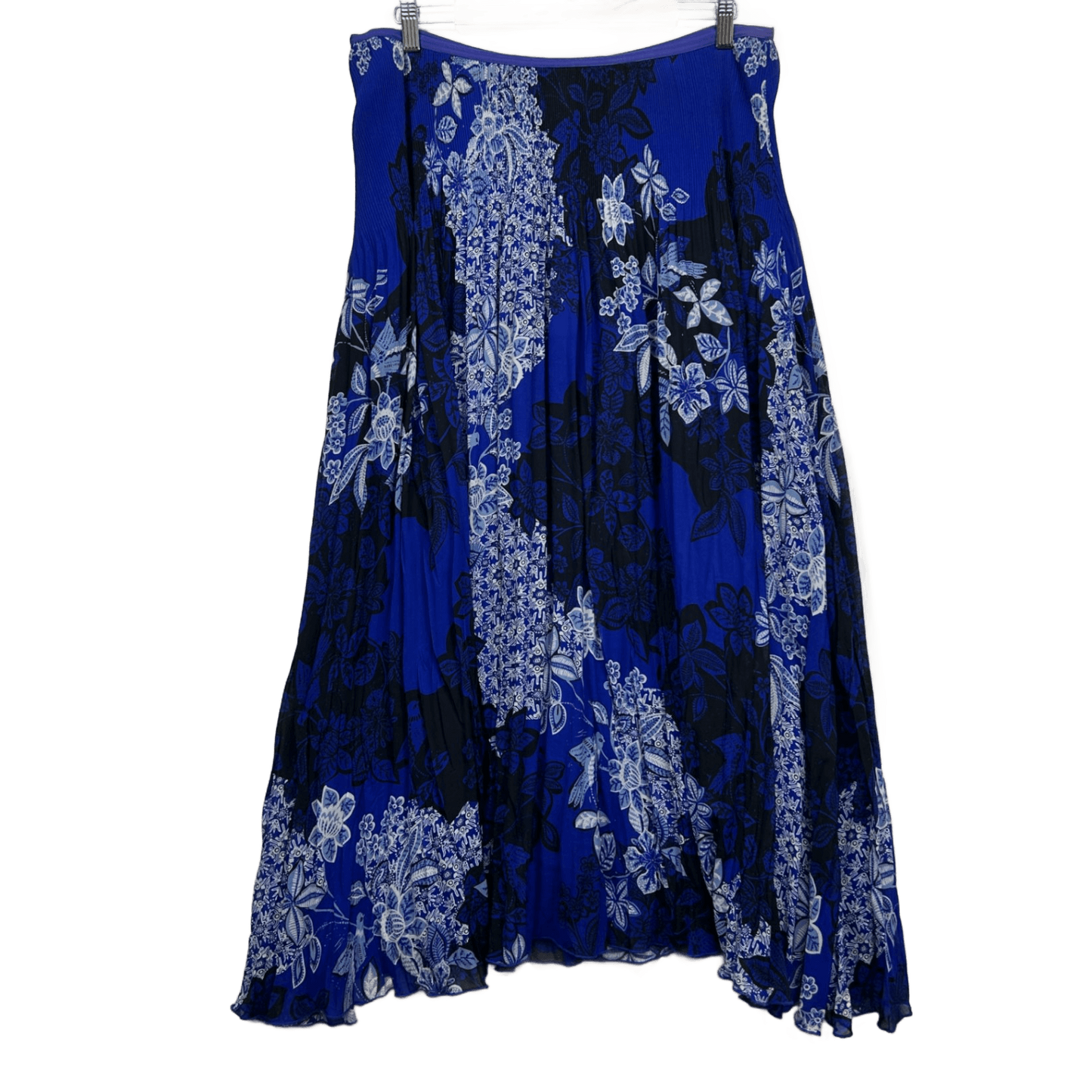 Virtuelle Midi Skirt Size 20 Plus Purple Floral Pleated Long Length