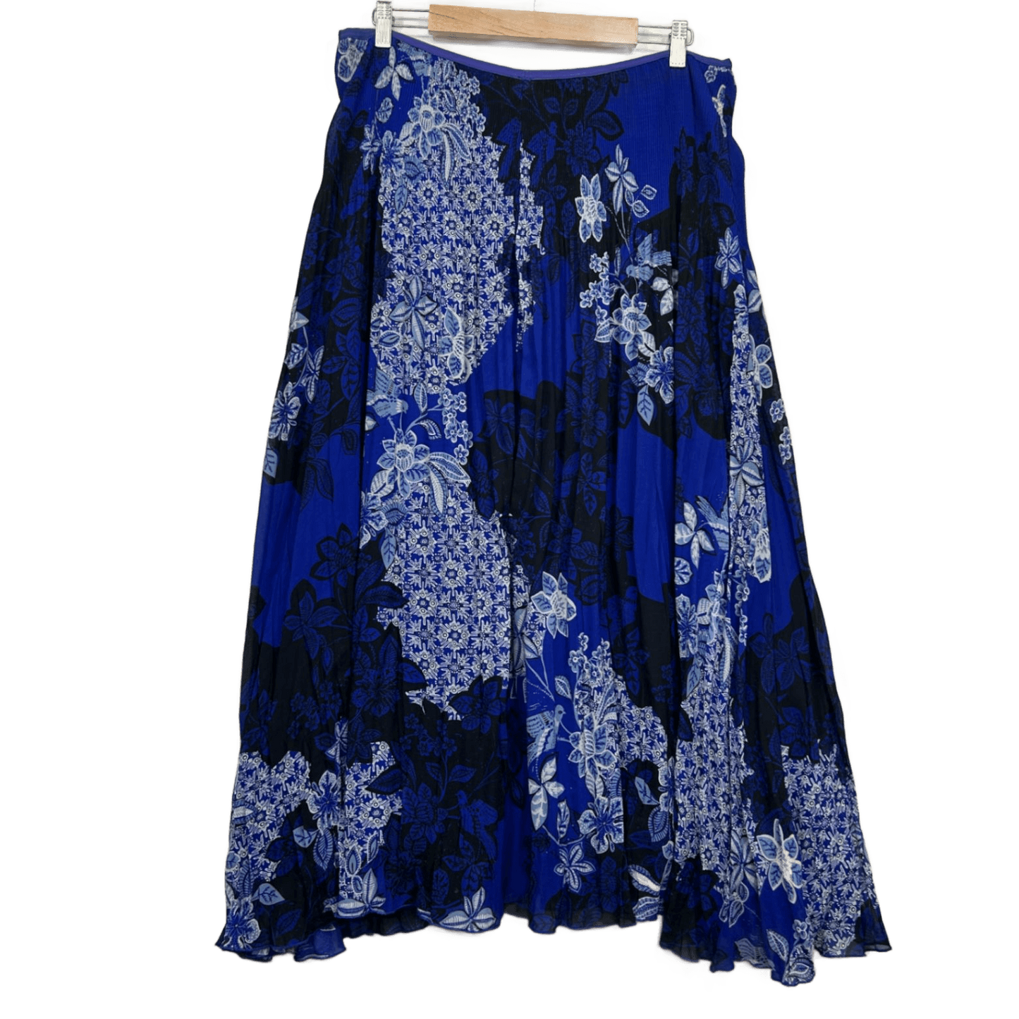 Virtuelle Midi Skirt Size 20 Plus Purple Floral Pleated Long Length