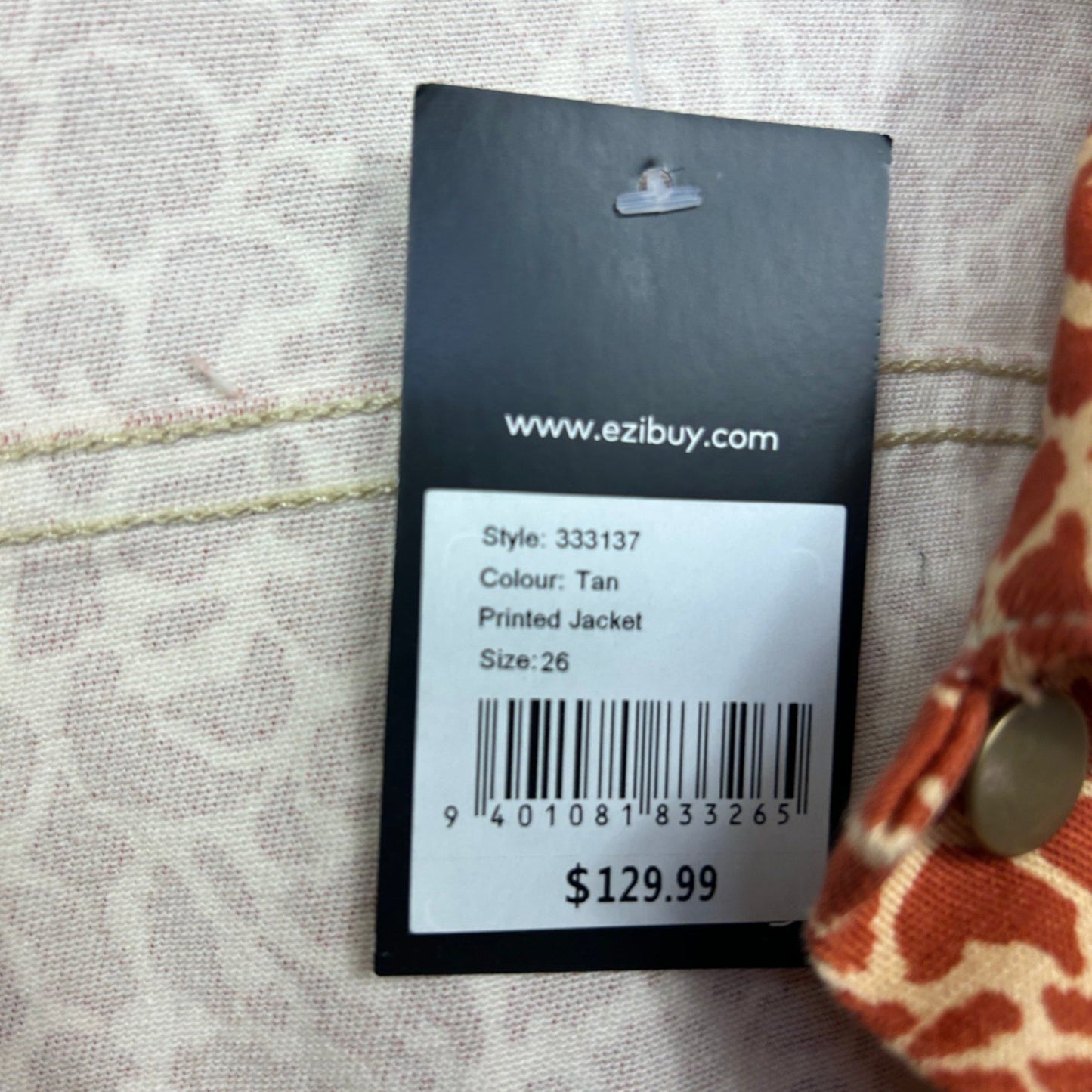 New Sara Womens Jacket Size 26 Animal Print Tan Long Sleeve Heavy Cotton Pockets