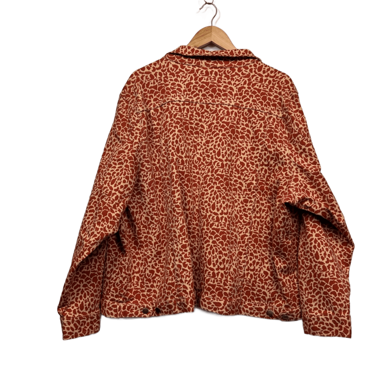 New Sara Womens Jacket Size 26 Animal Print Tan Long Sleeve Heavy Cotton Pockets