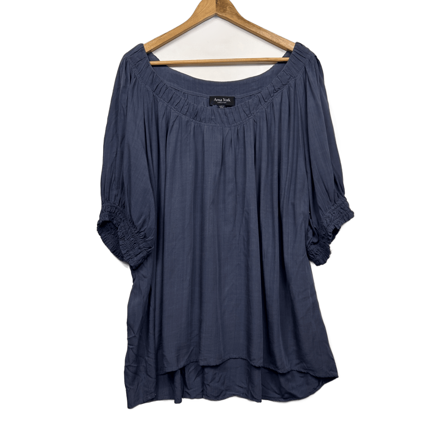 Arna York by City Chic Top Size 22 24 Blue Short Sleeve Viscose