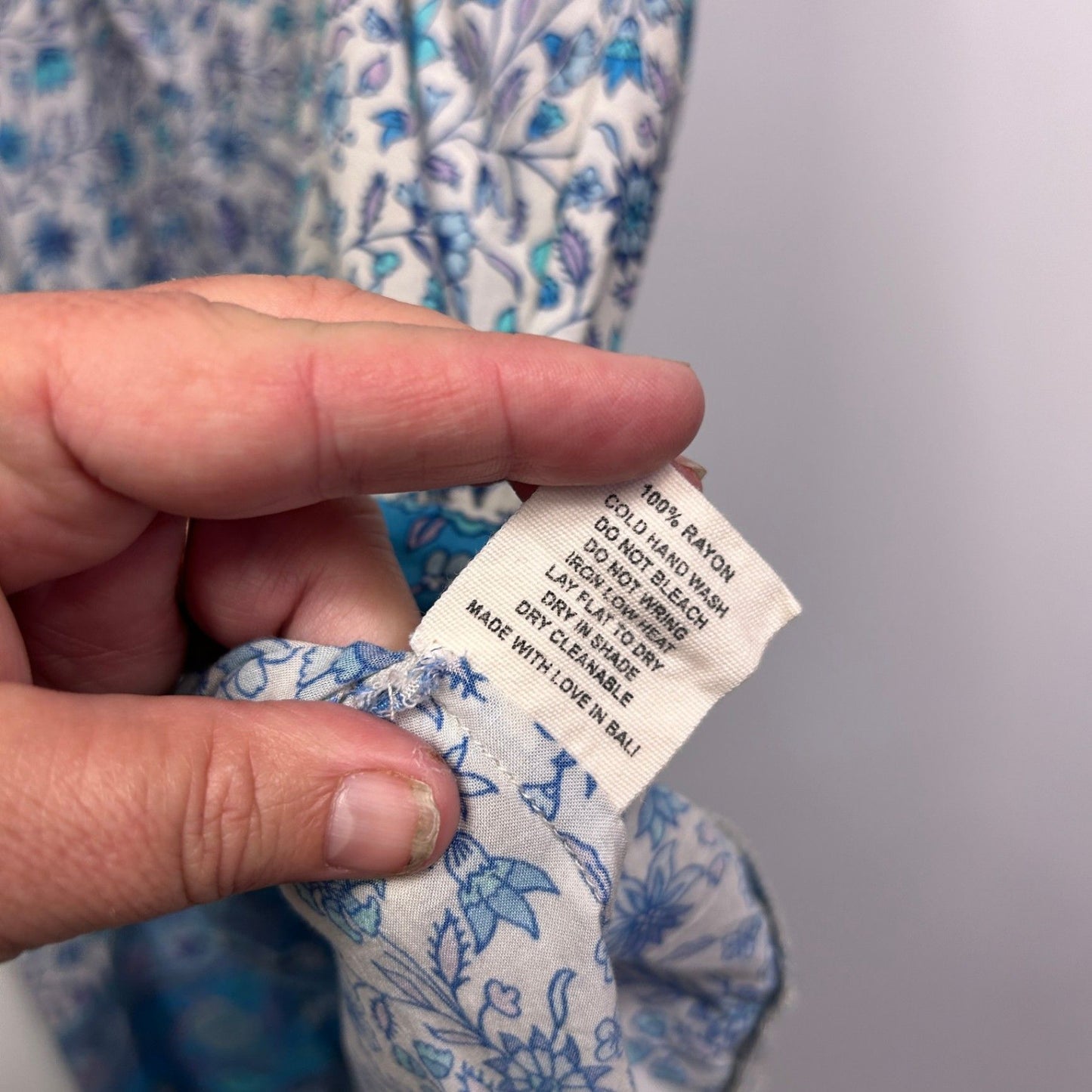 Ada & Lou Maxi Boho Dress Size 22 XL Plus Blue Floral Midi Length Rayon Pockets