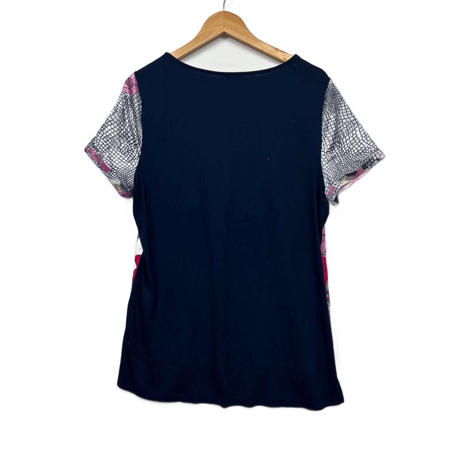 W Lane Short Sleeve Top Size 14 Floral Navy Multicoloured
