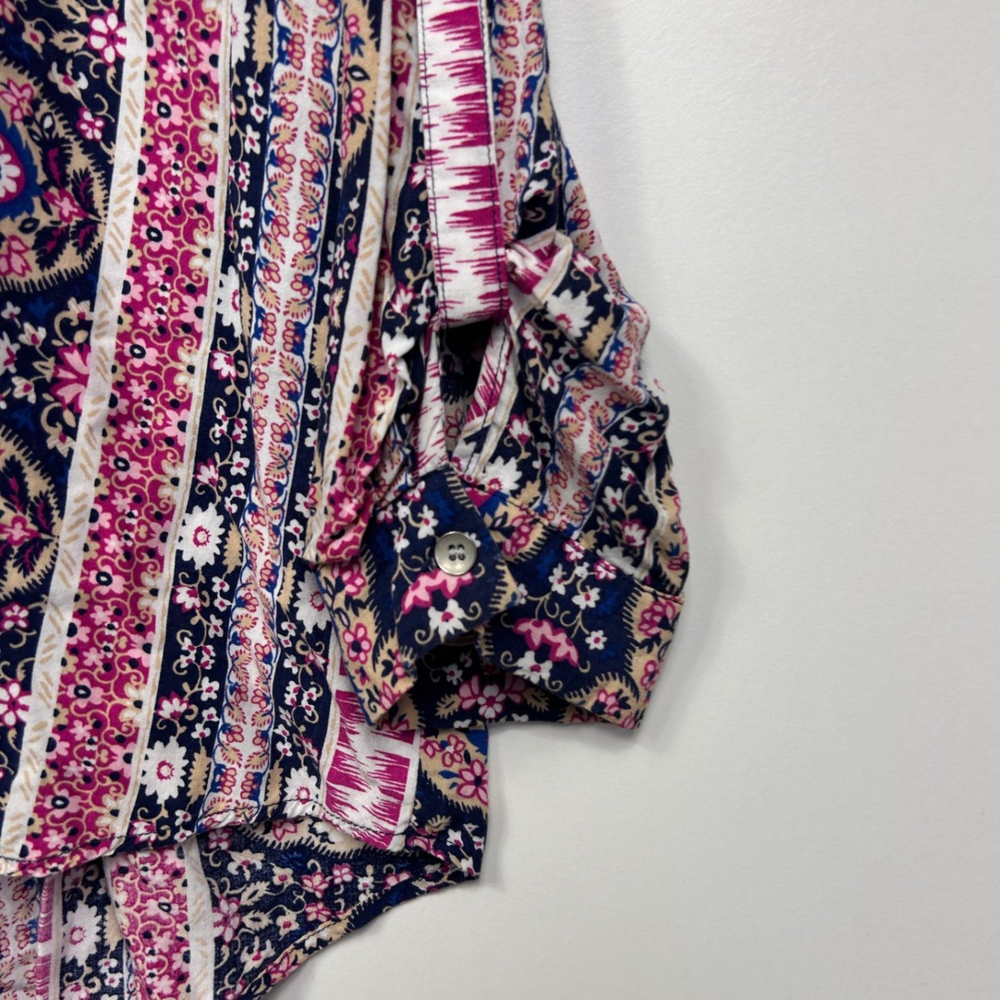 Suzanne Grae Multicoloured Viscose Long Sleeve V-Neck Bohemian Blouse Top Size 16