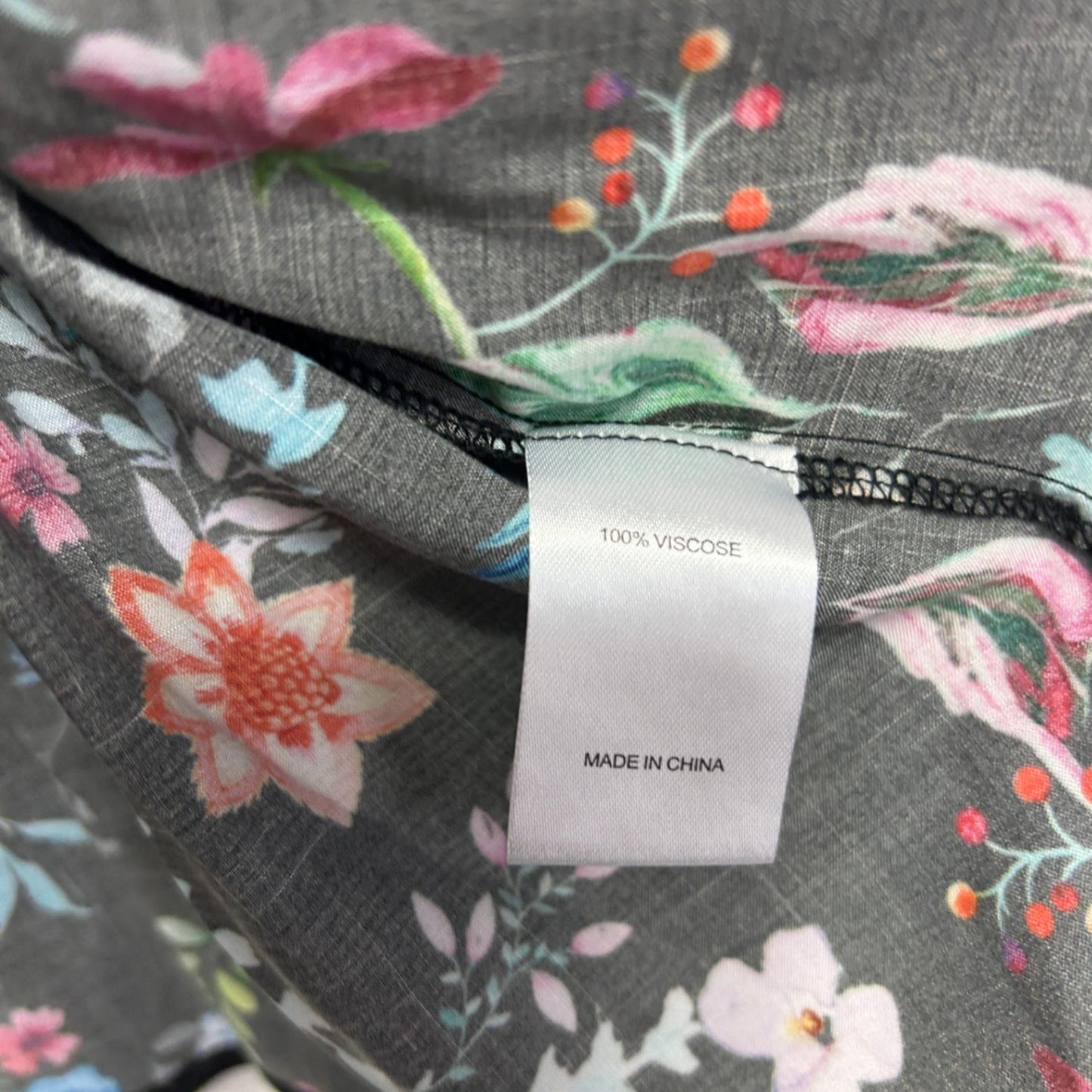 Virtuelle Top Blouse Size 16 Plus Multicoloured Black Floral Long Sleeve Viscose