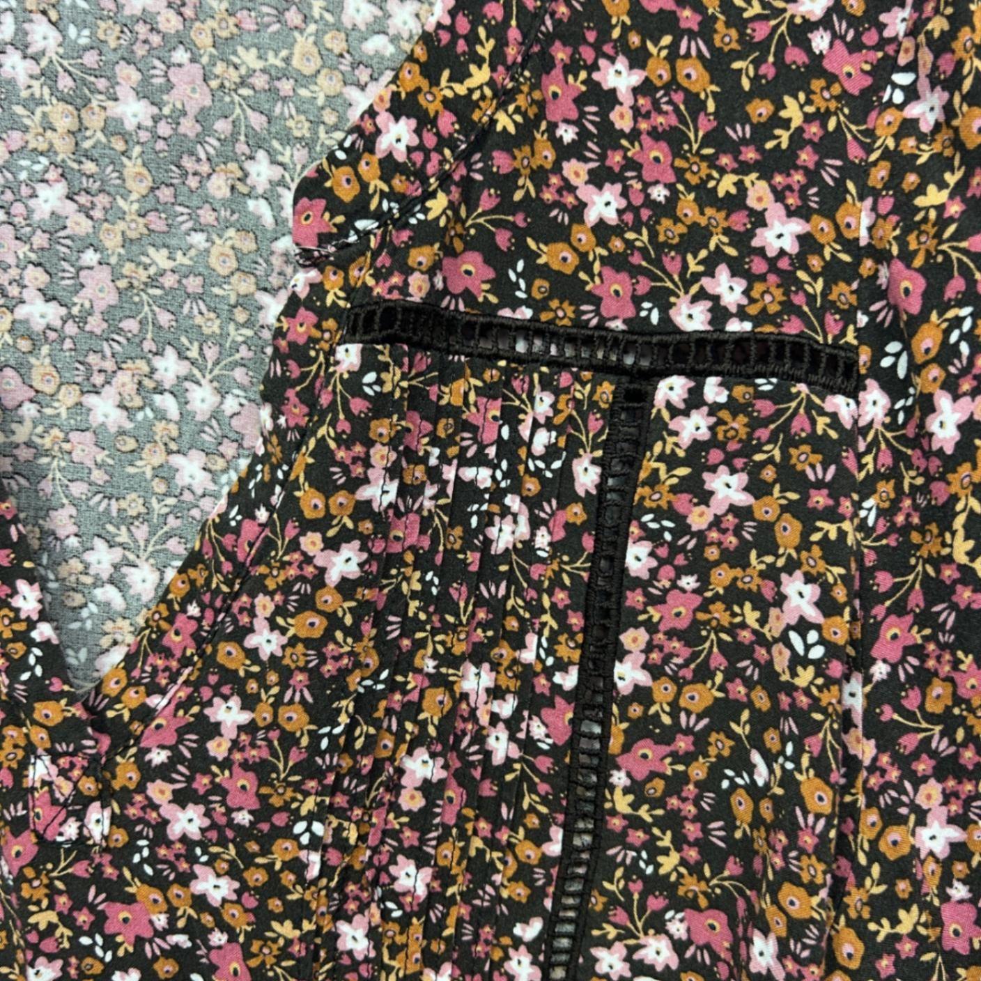 Beme Tunic Tops Size 14 Plus Floral Roll Tab Sleeve Crochet Trim