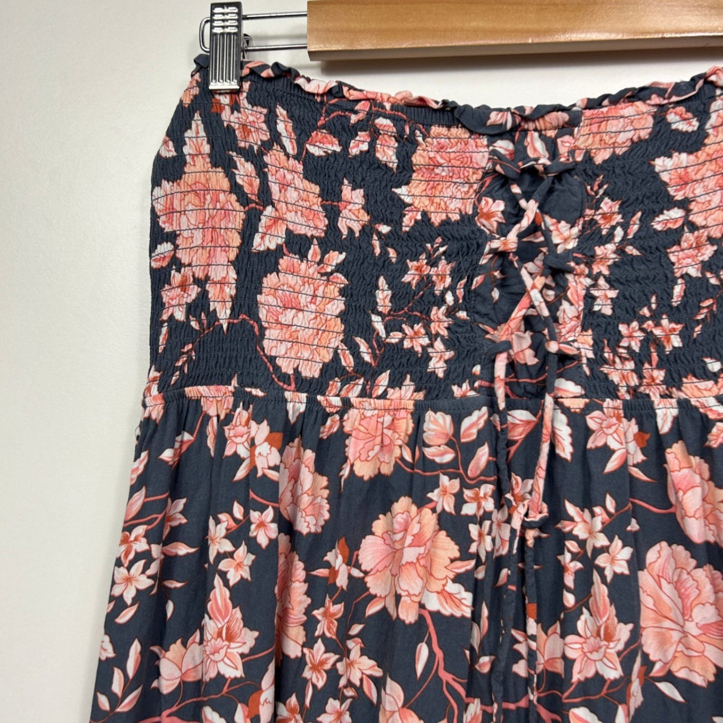 Rockmans Maxi Skirt or Dress Size 14 Navy Pink Floral