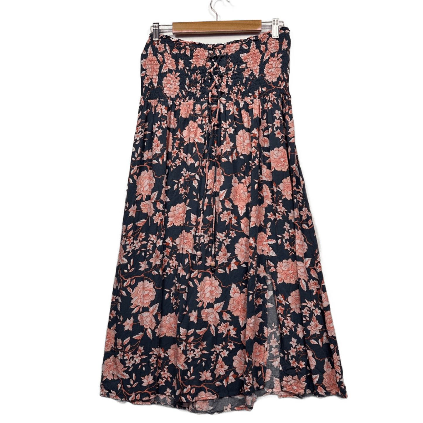 Rockmans Maxi Skirt or Dress Size 14 Navy Pink Floral