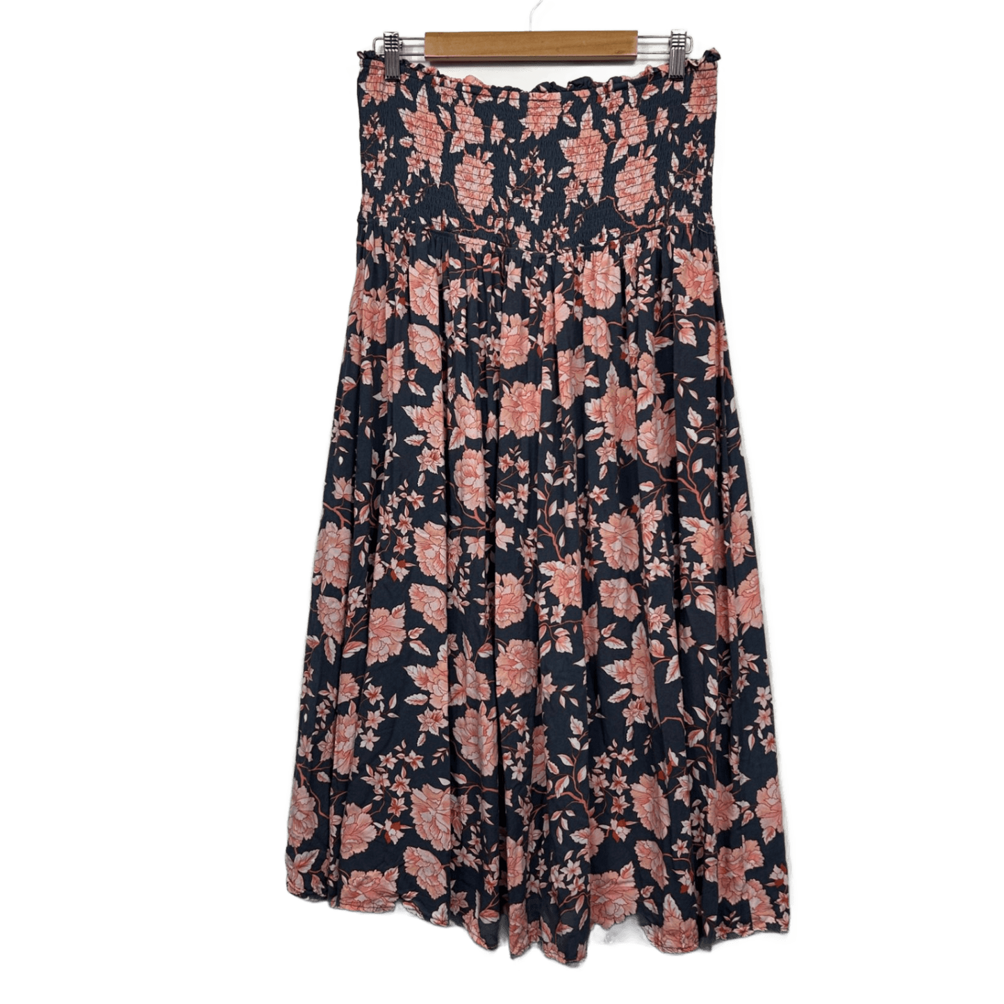 Rockmans Maxi Skirt or Dress Size 14 Navy Pink Floral