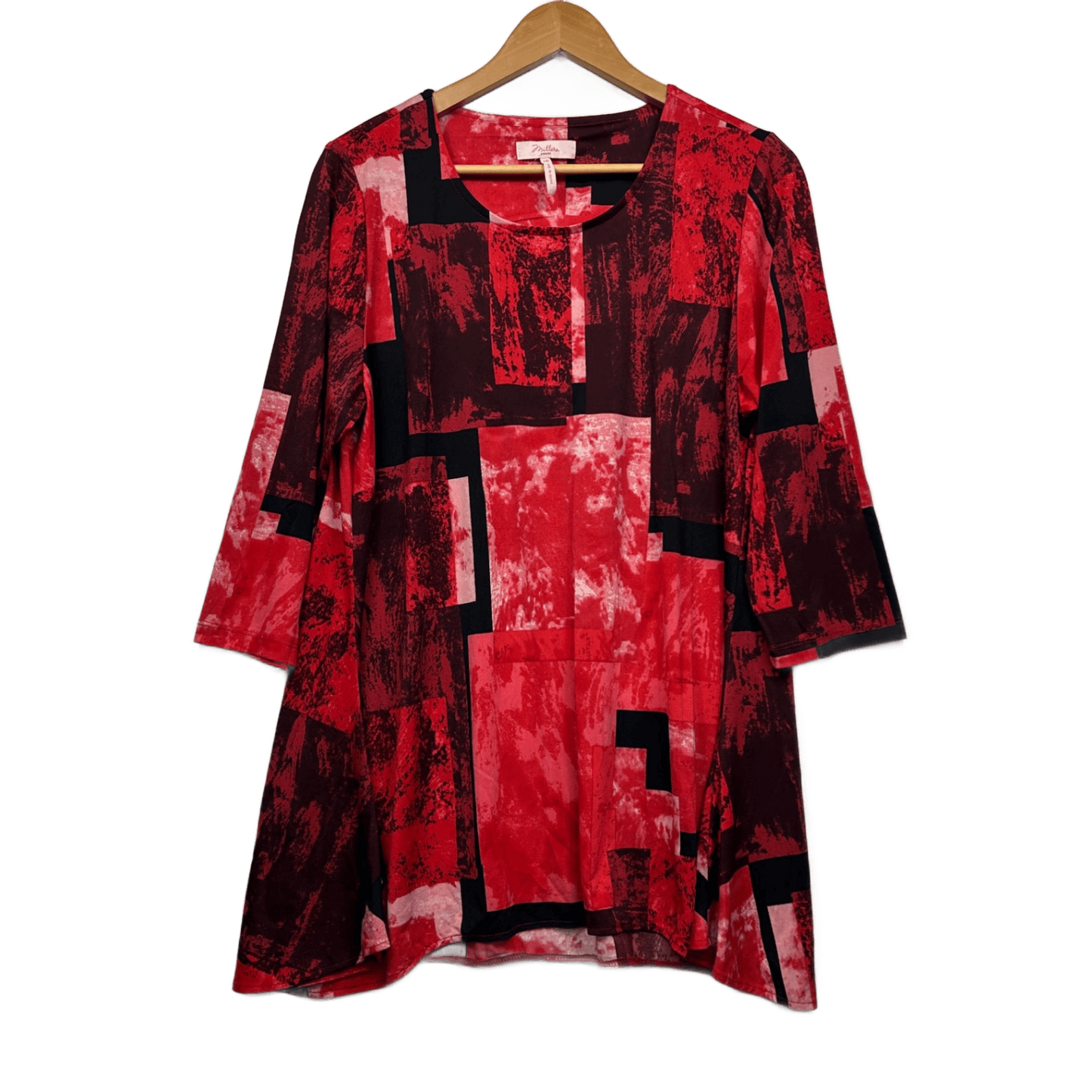 Millers Tunic Top Size 18 Red Black Long Sleeve