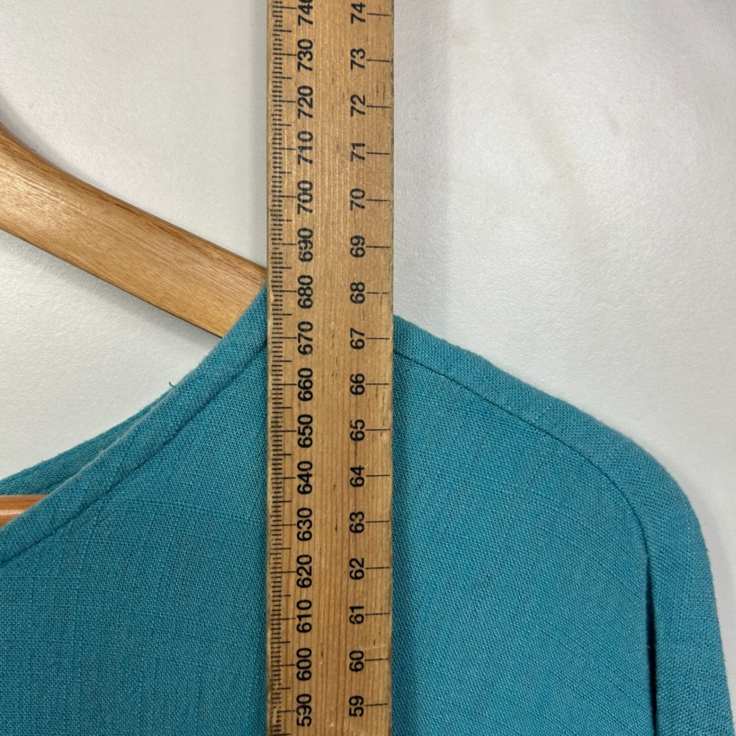 Anko Linen Top Size 16 Teal Short Sleeve Ruffle