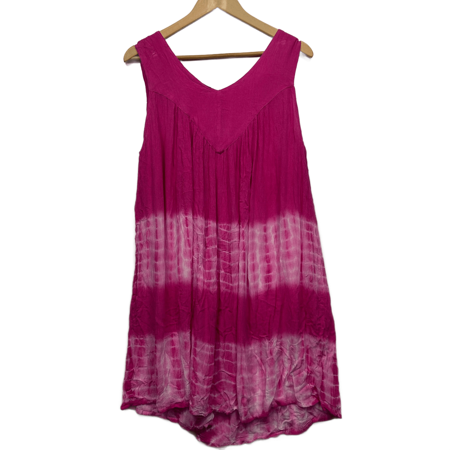 Boho Tunic Top One Size 16 18 Pink Sleeveless Tie Dye Rayon