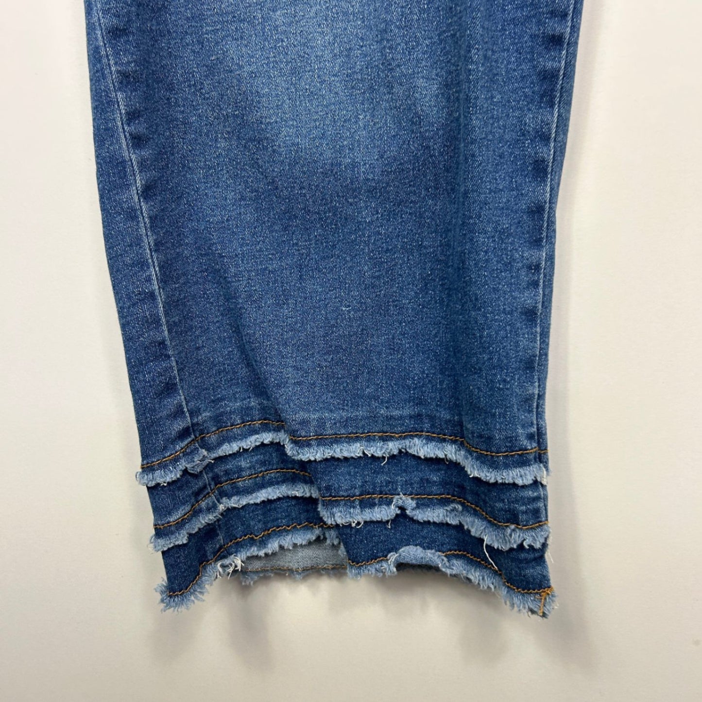 Beme Cropped Denim Pants Jeans Size 22 Blue Pockets Elastic Waist Zip Fly