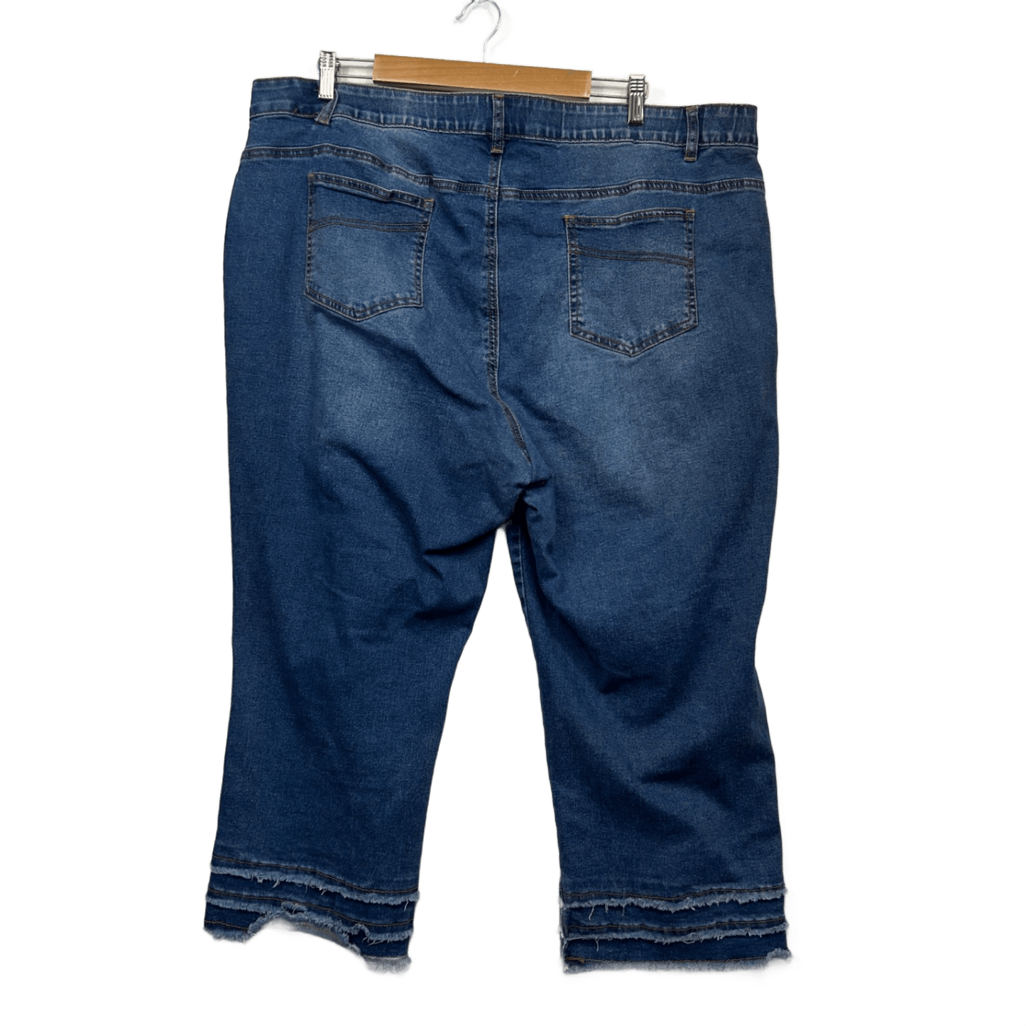 Beme Cropped Denim Pants Jeans Size 22 Blue Pockets Elastic Waist Zip Fly