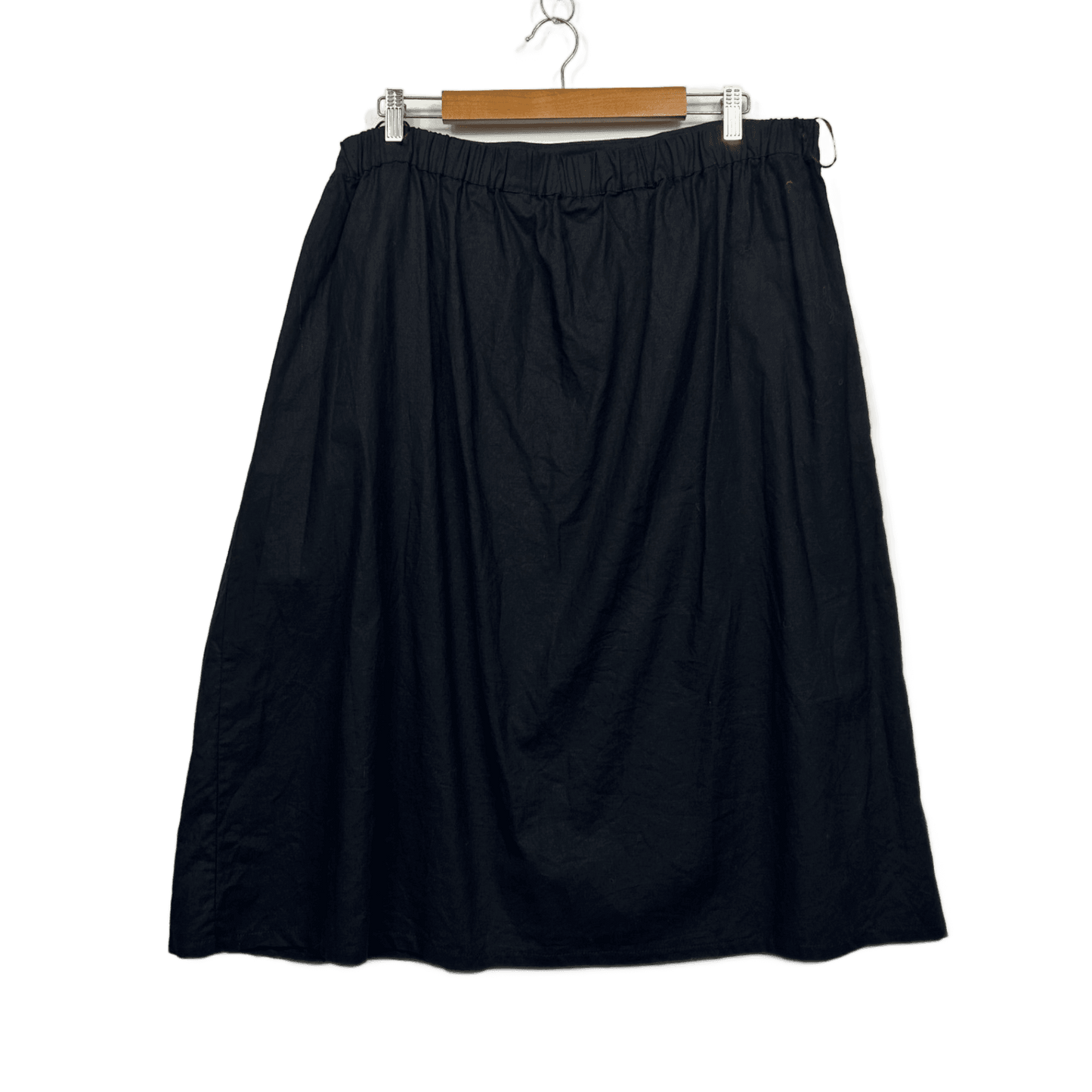 Atmos&Here Midi Skirt Size 24 Black Linen Blend A-line