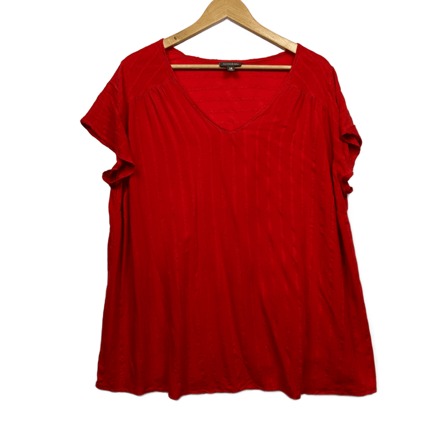 Autograph Top Size 18 Plus Red Short Sleeve Casual Viscose