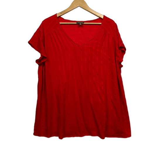 Autograph Top Size 18 Plus Red Short Sleeve Casual Viscose