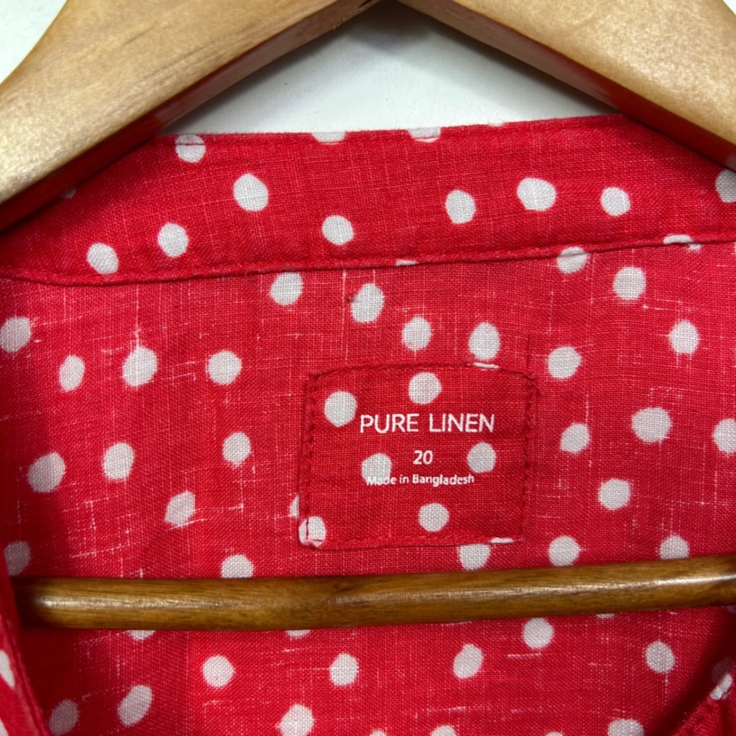 Marks & Spencer Linen Top Size 20 Red White Polka Dot Short Sleeve