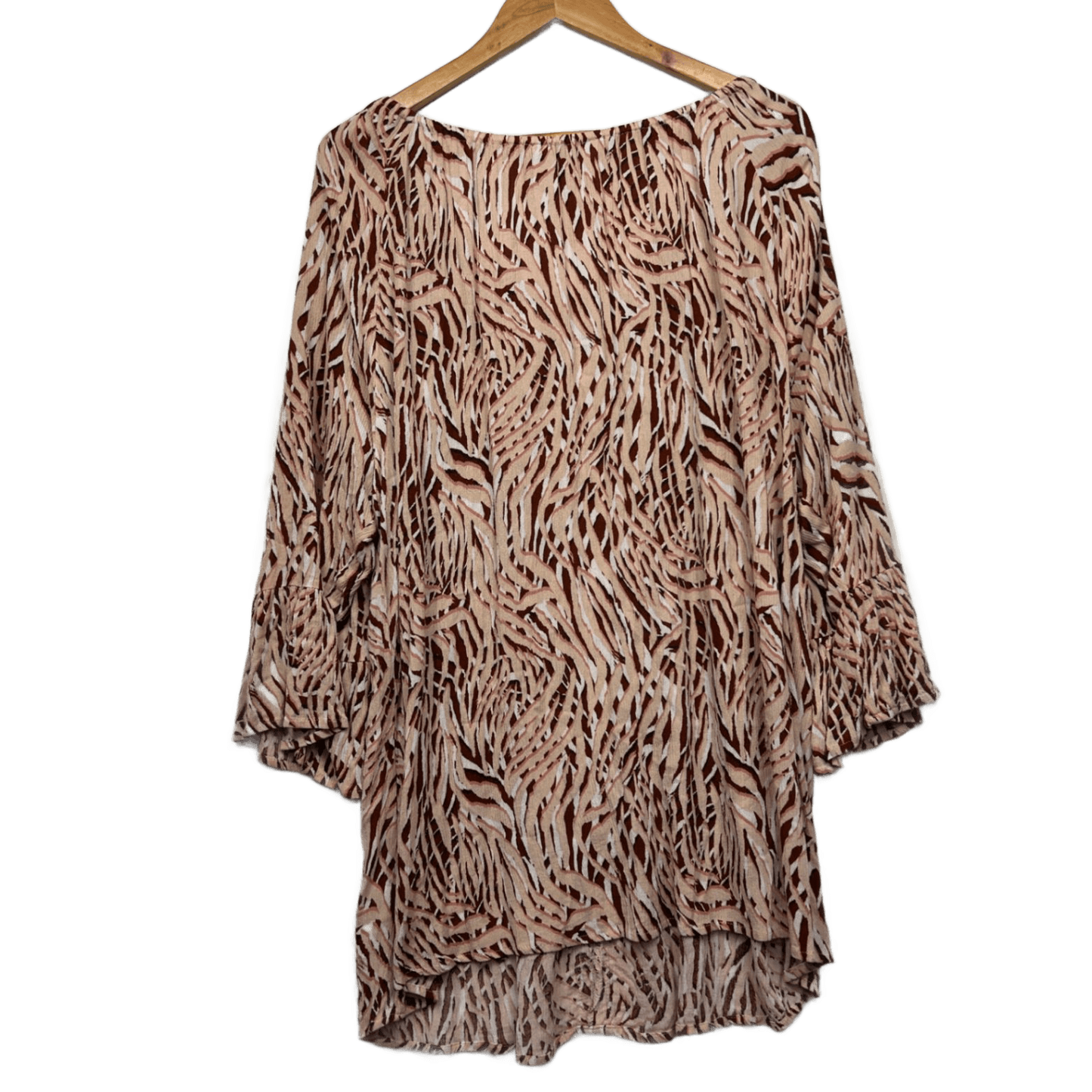 Beme Tunic Top Size 22 Plus Multicoloured Bell Long Sleeve Viscose