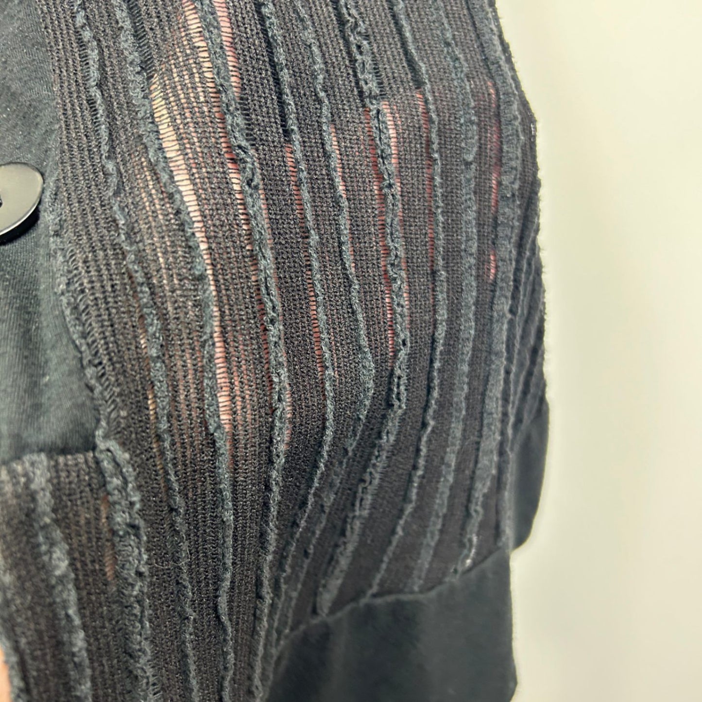 Taking Shape Tunic Vest Top Layer Size 20 Black Sleeveless Ribbed Textured Sheer