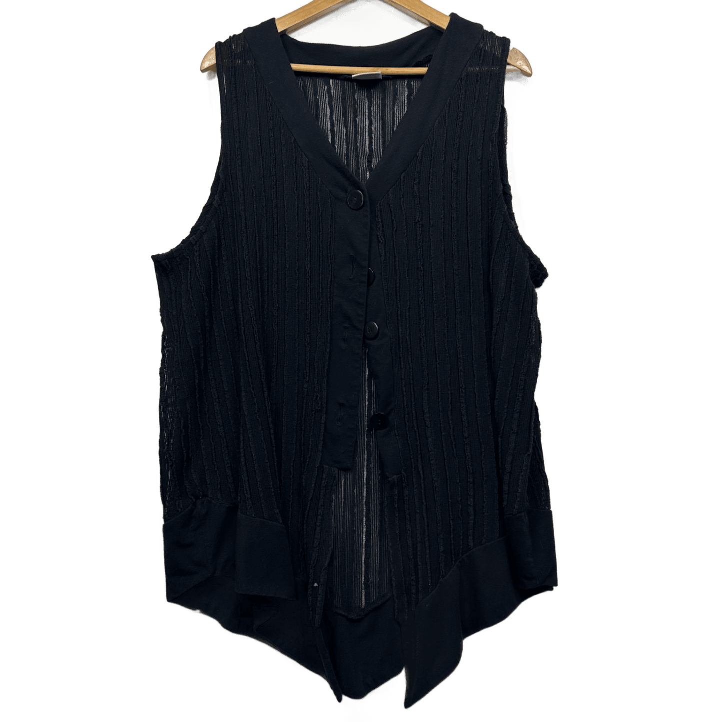 Taking Shape Tunic Vest Top Layer Size 20 Black Sleeveless Ribbed Textured Sheer