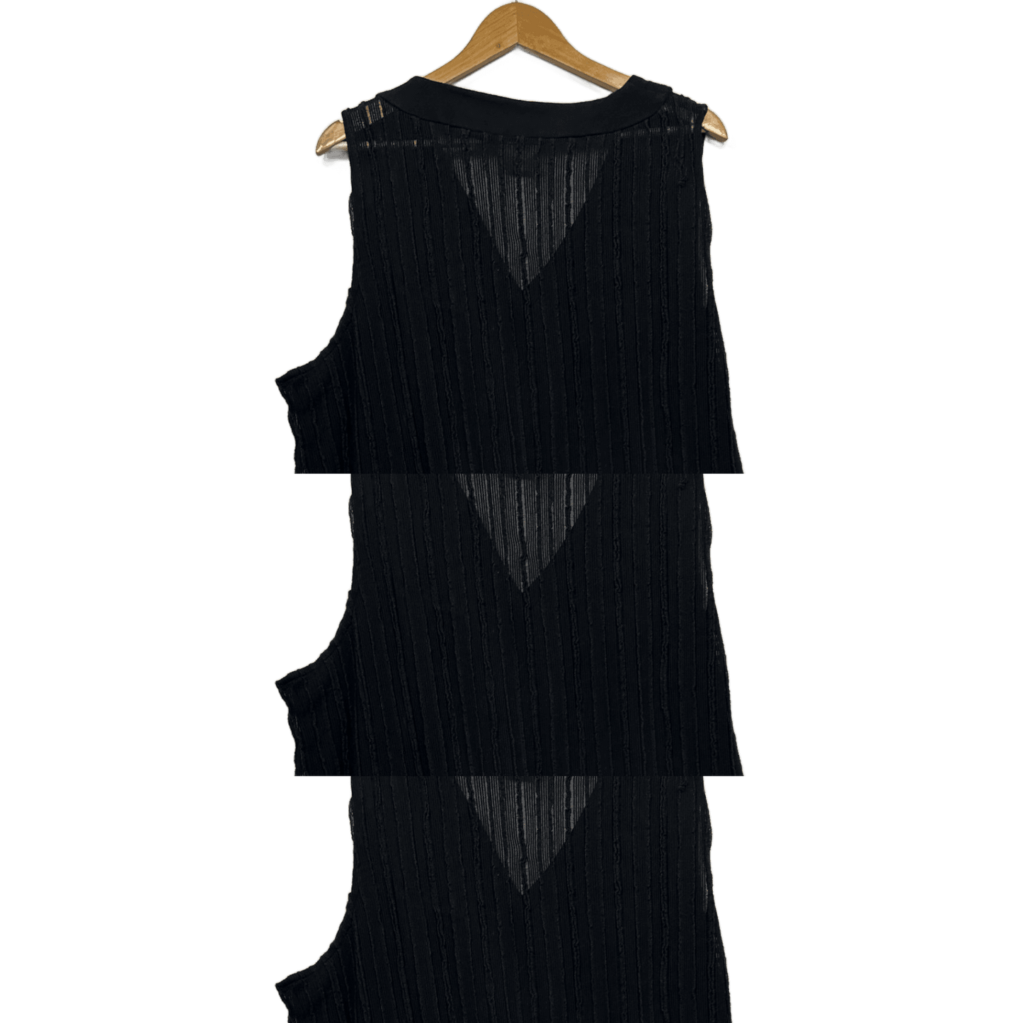 Taking Shape Tunic Vest Top Layer Size 20 Black Sleeveless Ribbed Textured Sheer
