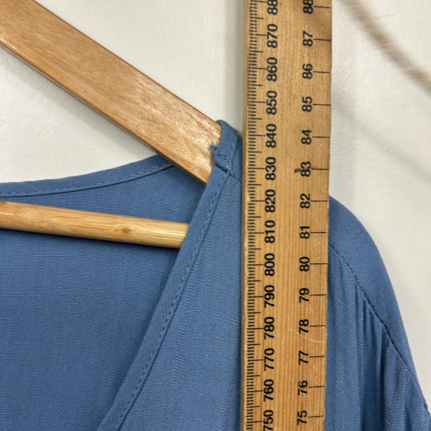 Autograph Tunic Top Size 24 Blue 3/4 Bell Sleeve Asymmetric Hem