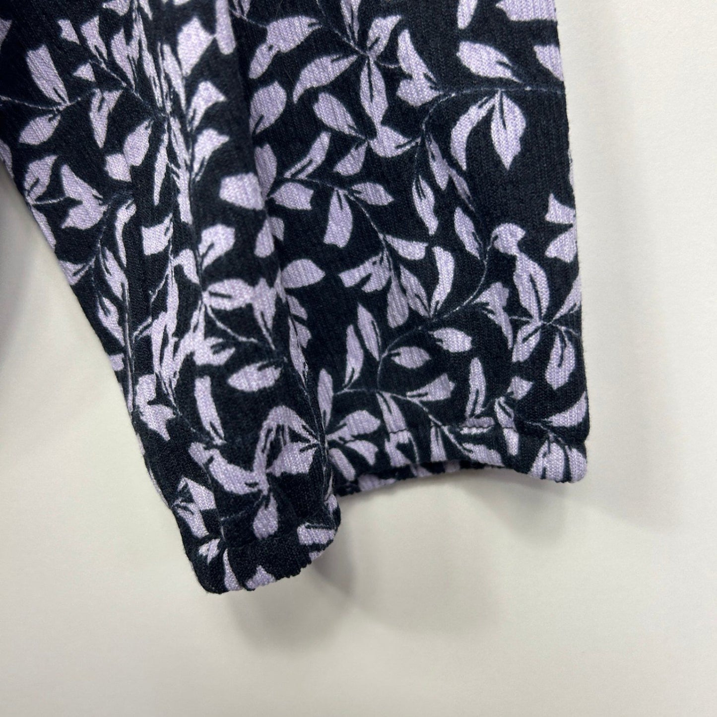 Sussan Black Purple Long Sleeve Crew Neck Top Size 14 Large