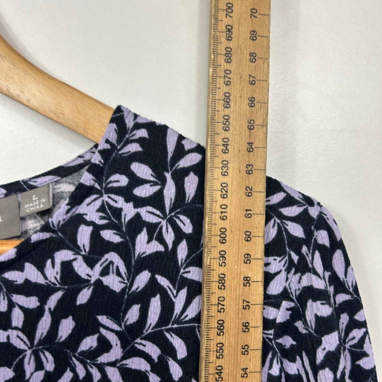 Sussan Black Purple Long Sleeve Crew Neck Top Size 14 Large