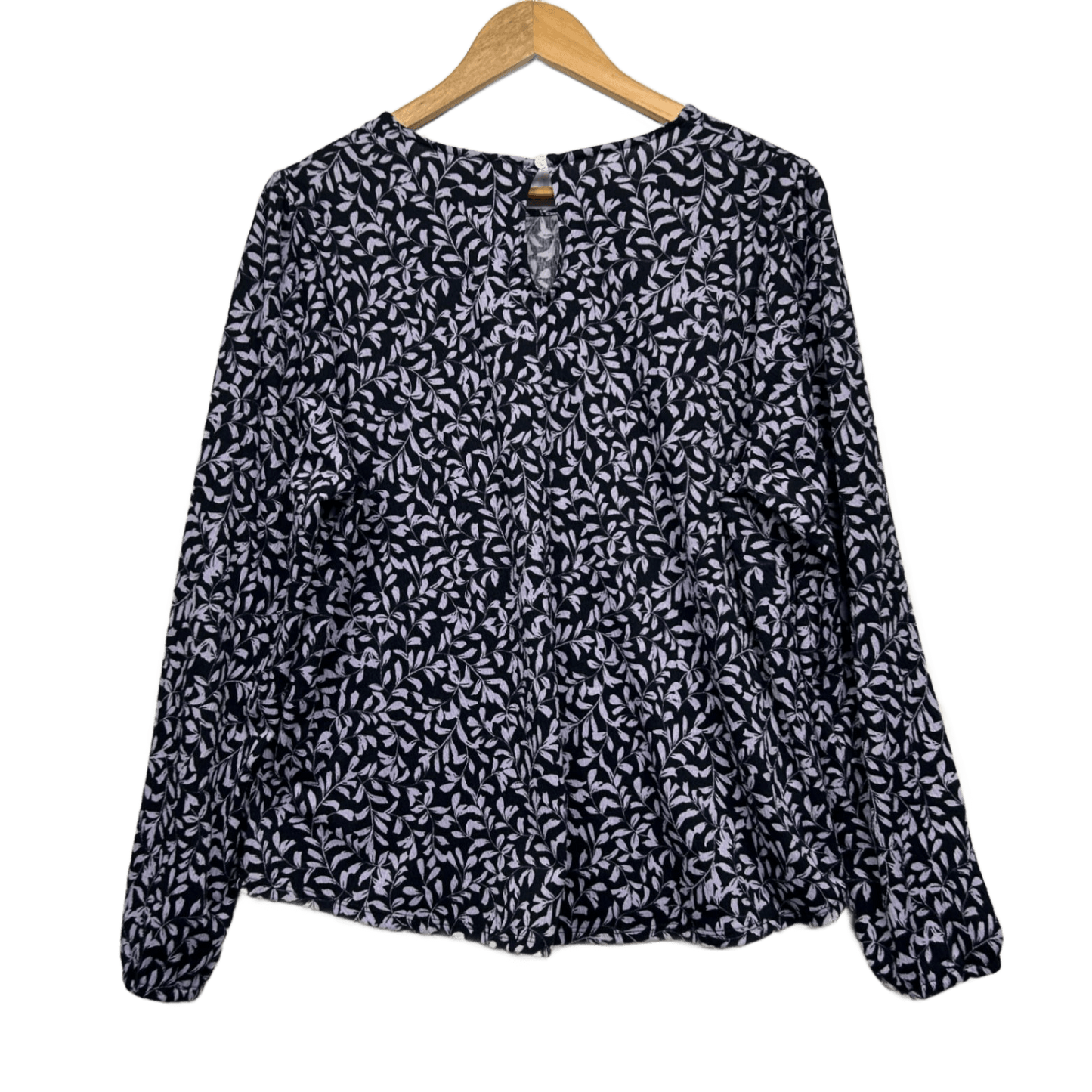 Sussan Black Purple Long Sleeve Crew Neck Top Size 14 Large