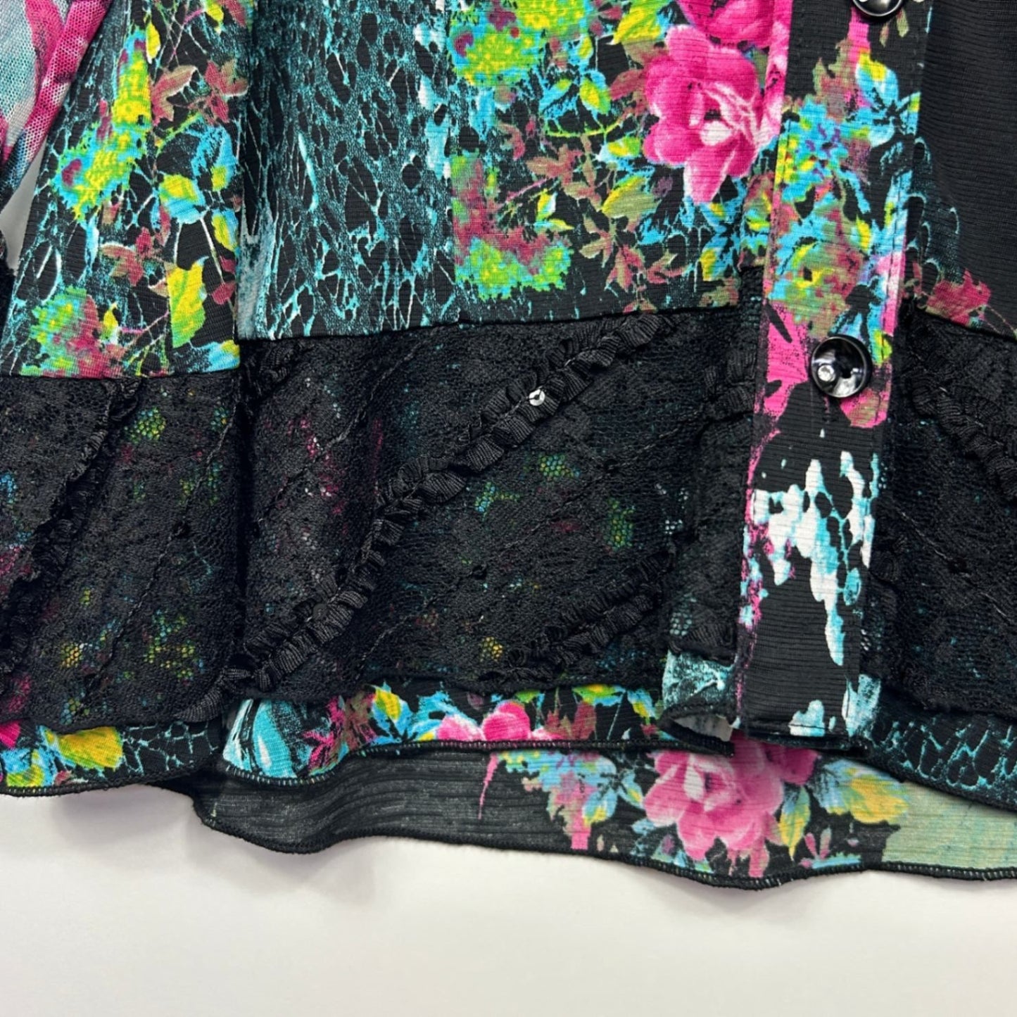 Fella Hamilton Button Up Top Size 14 Large Floral Multicoloured Long Sleeve
