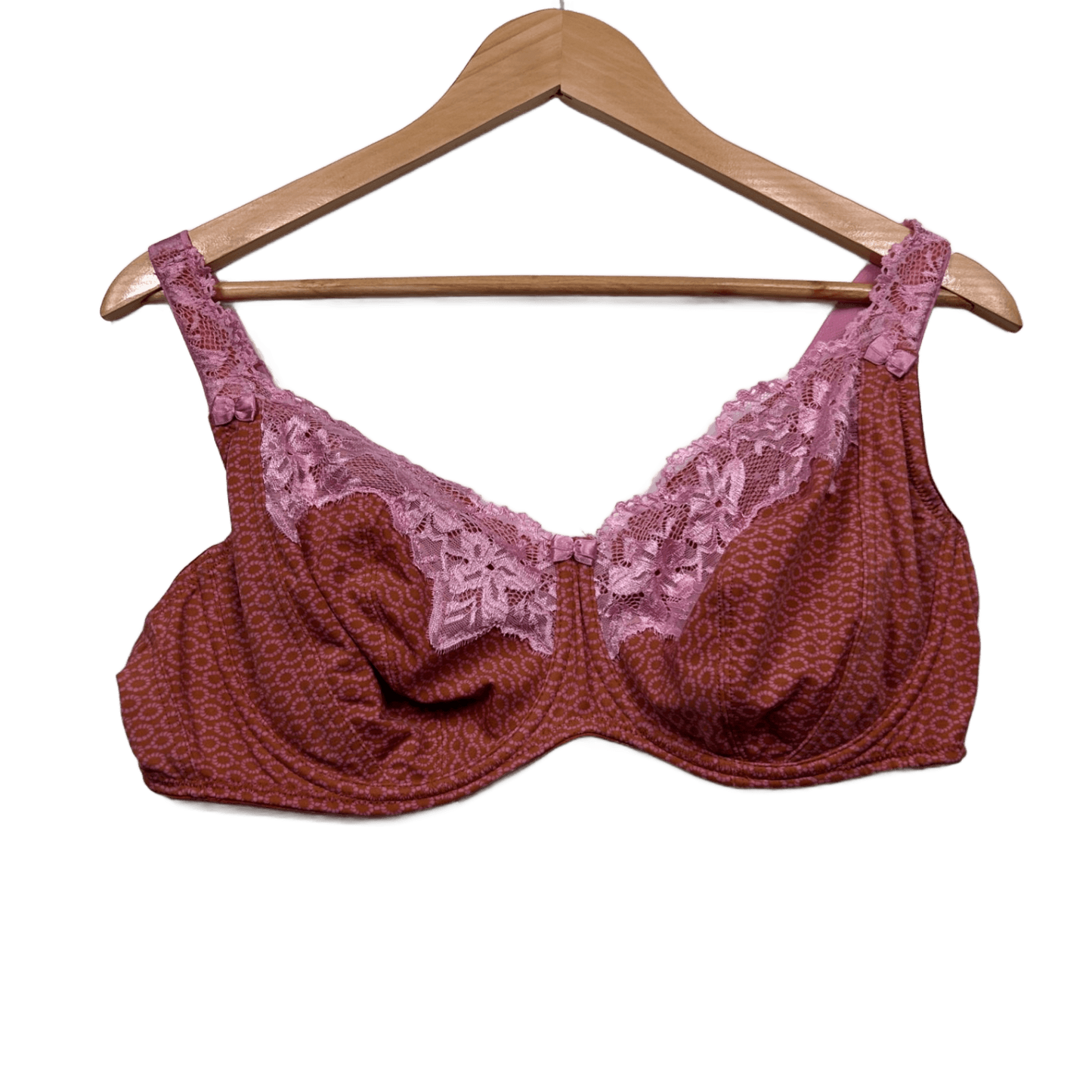 Bras n Things Full Cup Underwire Lace Trim Bra 22D Pink