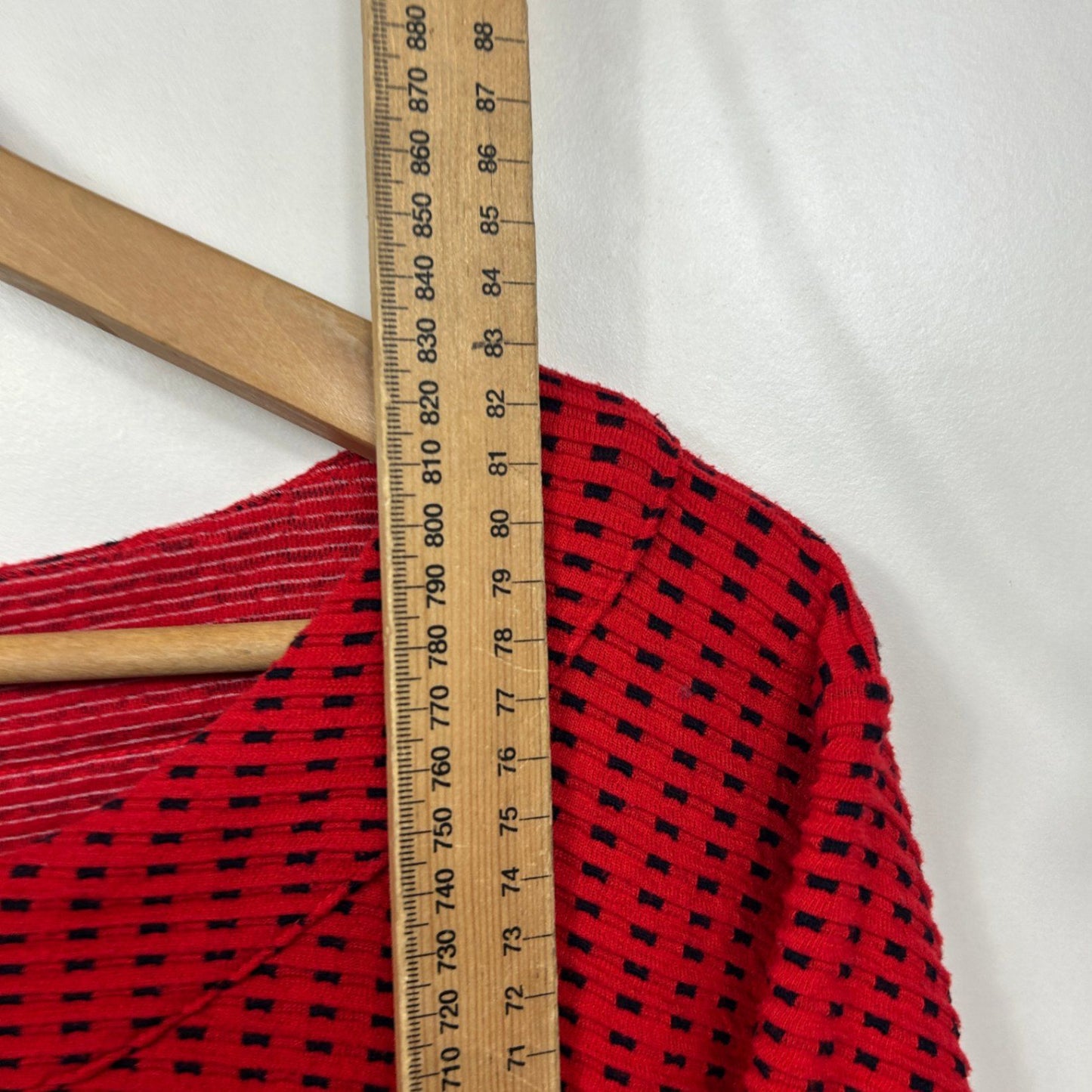 Virtuelle Long Sleeve Tunic Top Red Black Pockets Size 20 Plus Large