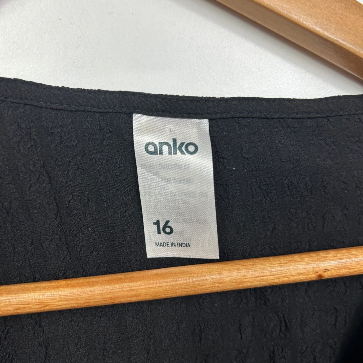 Anko Wrap Top Blouse Size 16 Black Short Sleeve