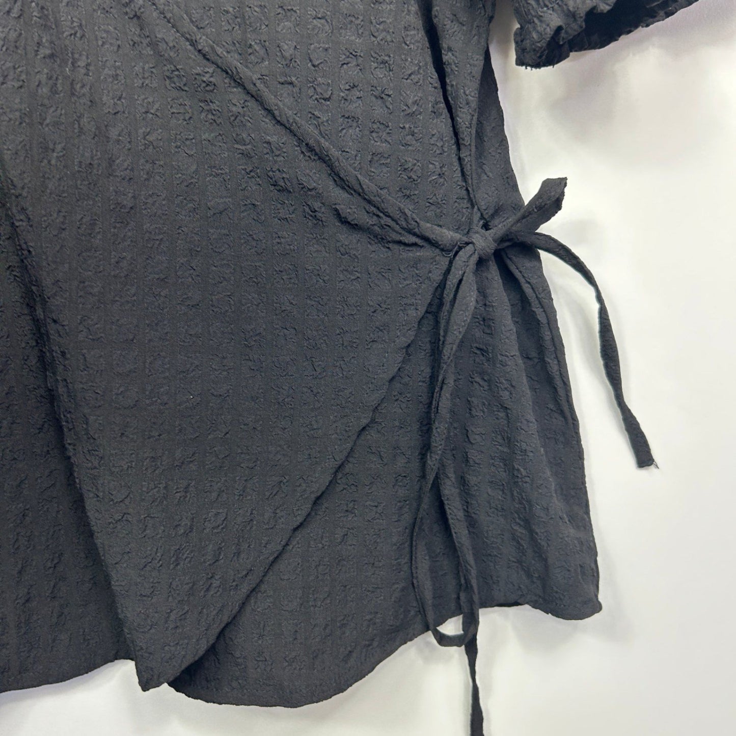 Anko Wrap Top Blouse Size 16 Black Short Sleeve