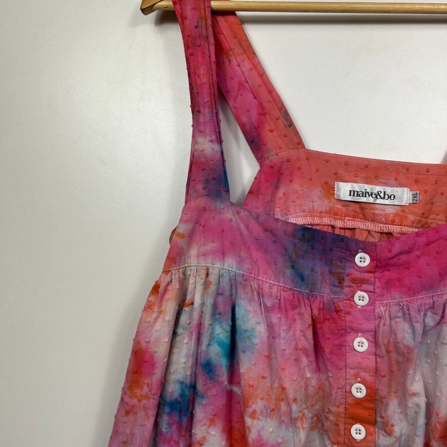 Maive & Bo Multicolour Cotton Sleeveless Tie-Dye Dress Size 2XL 16 18