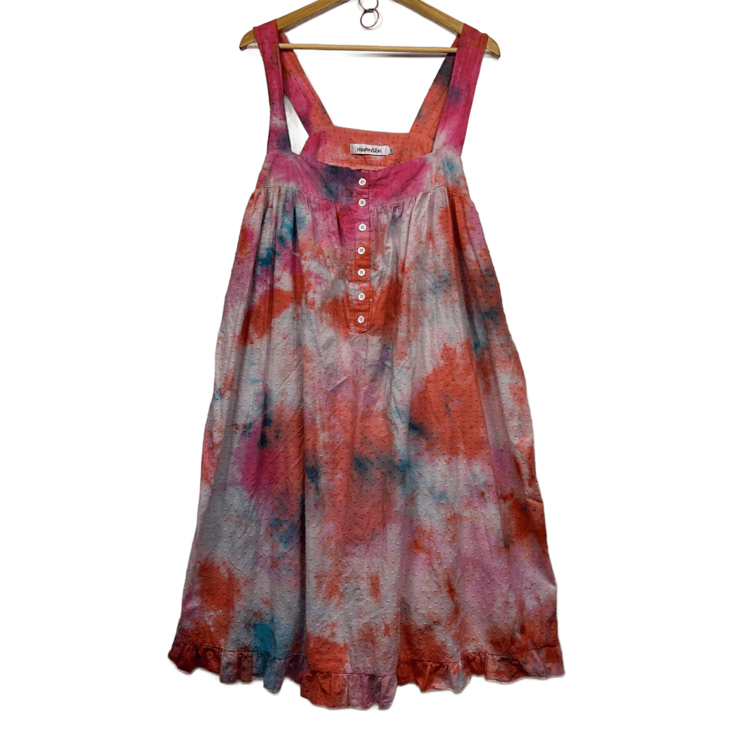 Maive & Bo Multicolour Cotton Sleeveless Tie-Dye Dress Size 2XL 16 18
