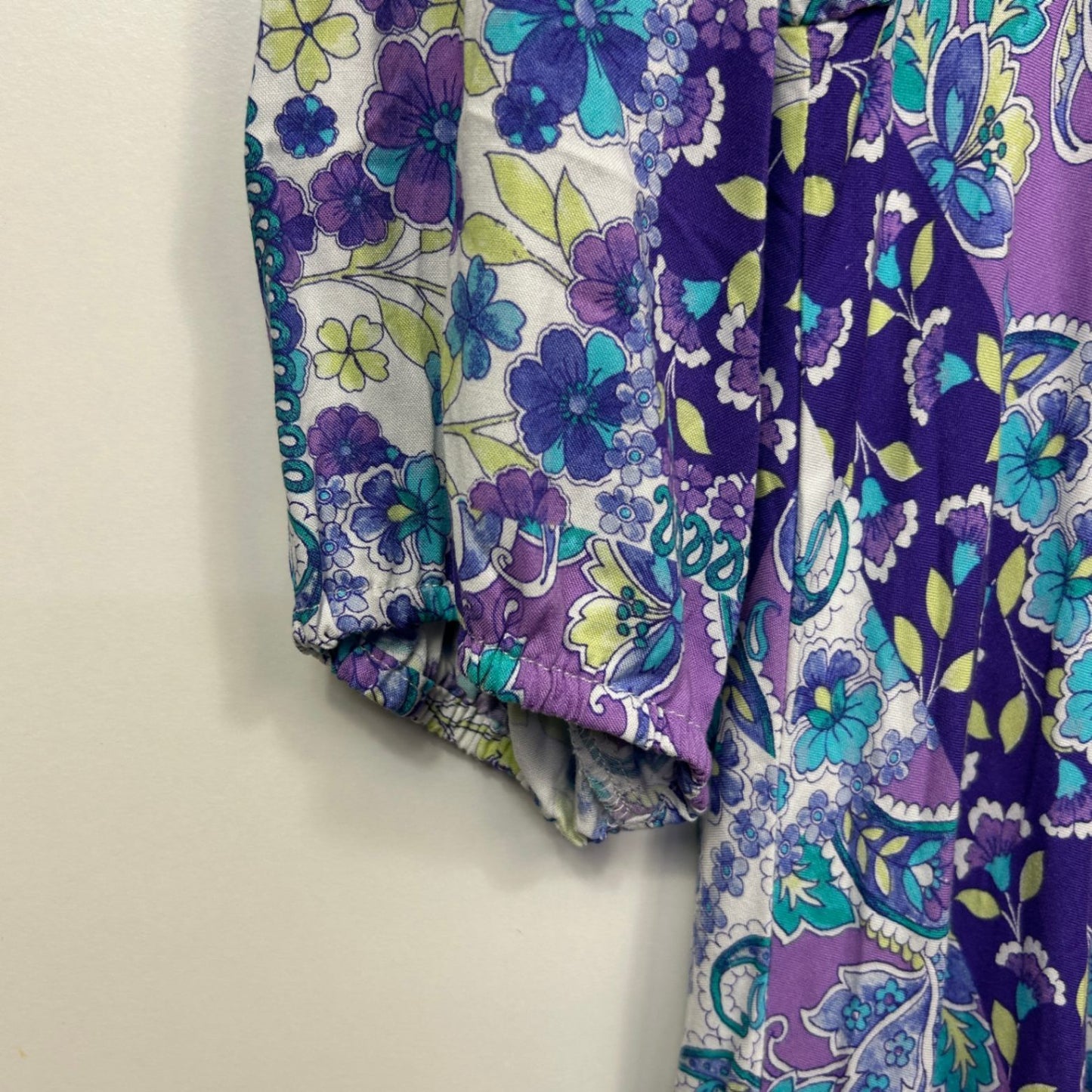 Rockmans Boho Dress Size 16 Long Sleeve Midi Length Floral Patchwork Print