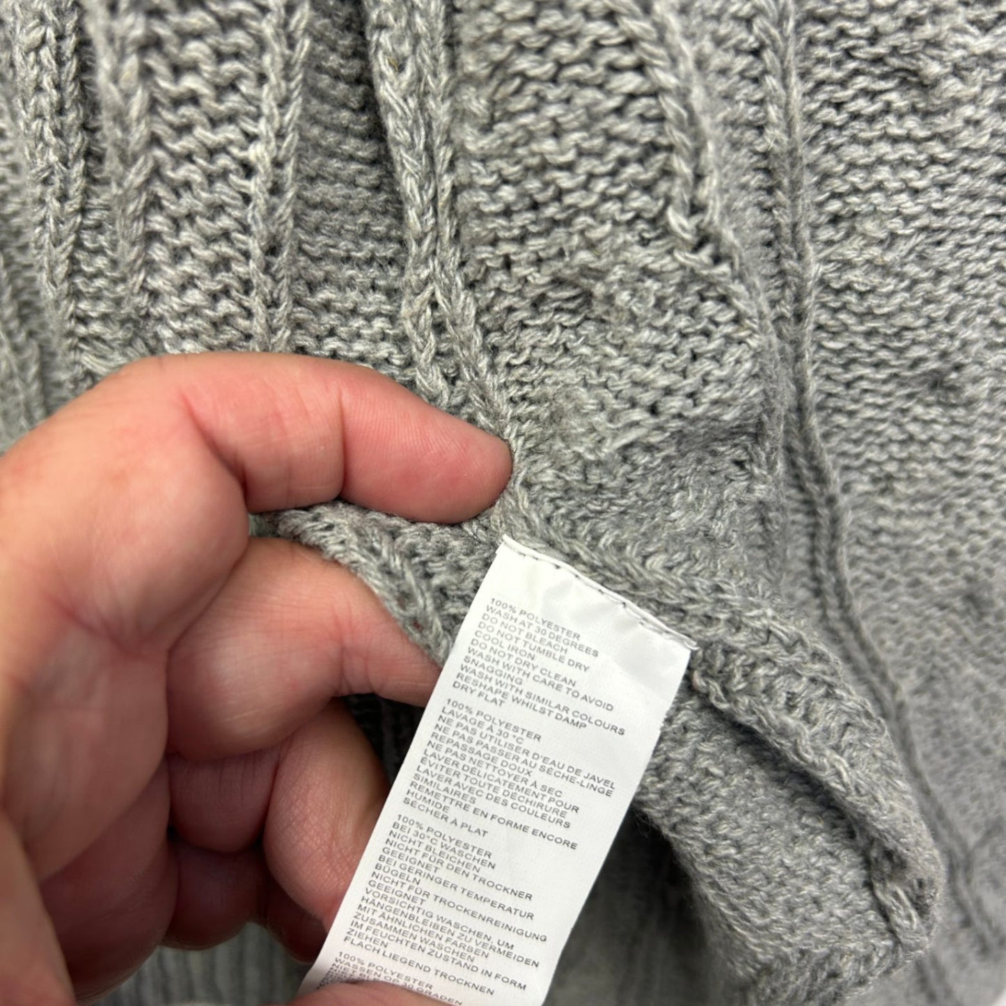 Boohoo Cardigan Size 24-26 Grey Longline Long Sleeve Pockets Knit