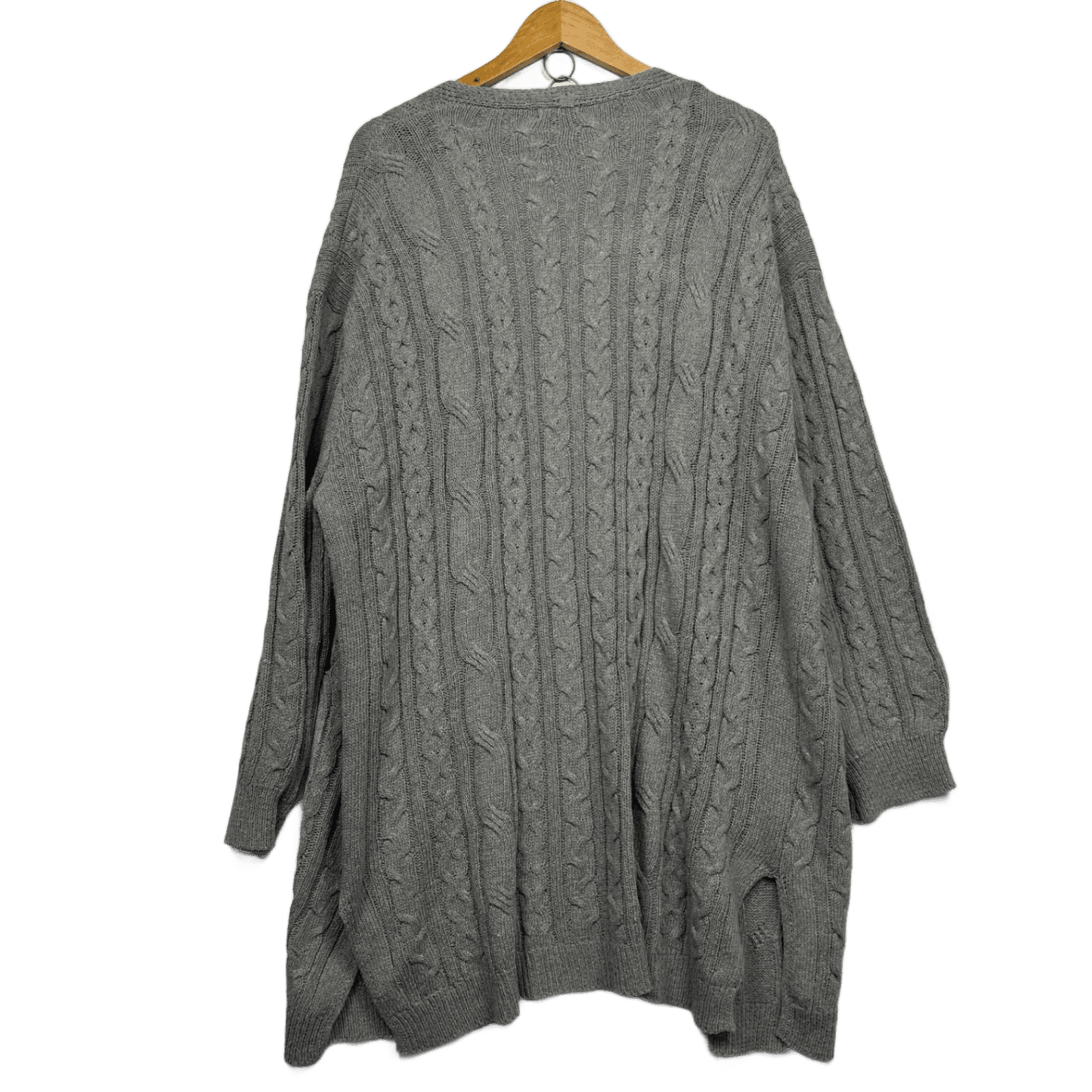 Boohoo Cardigan Size 24-26 Grey Longline Long Sleeve Pockets Knit