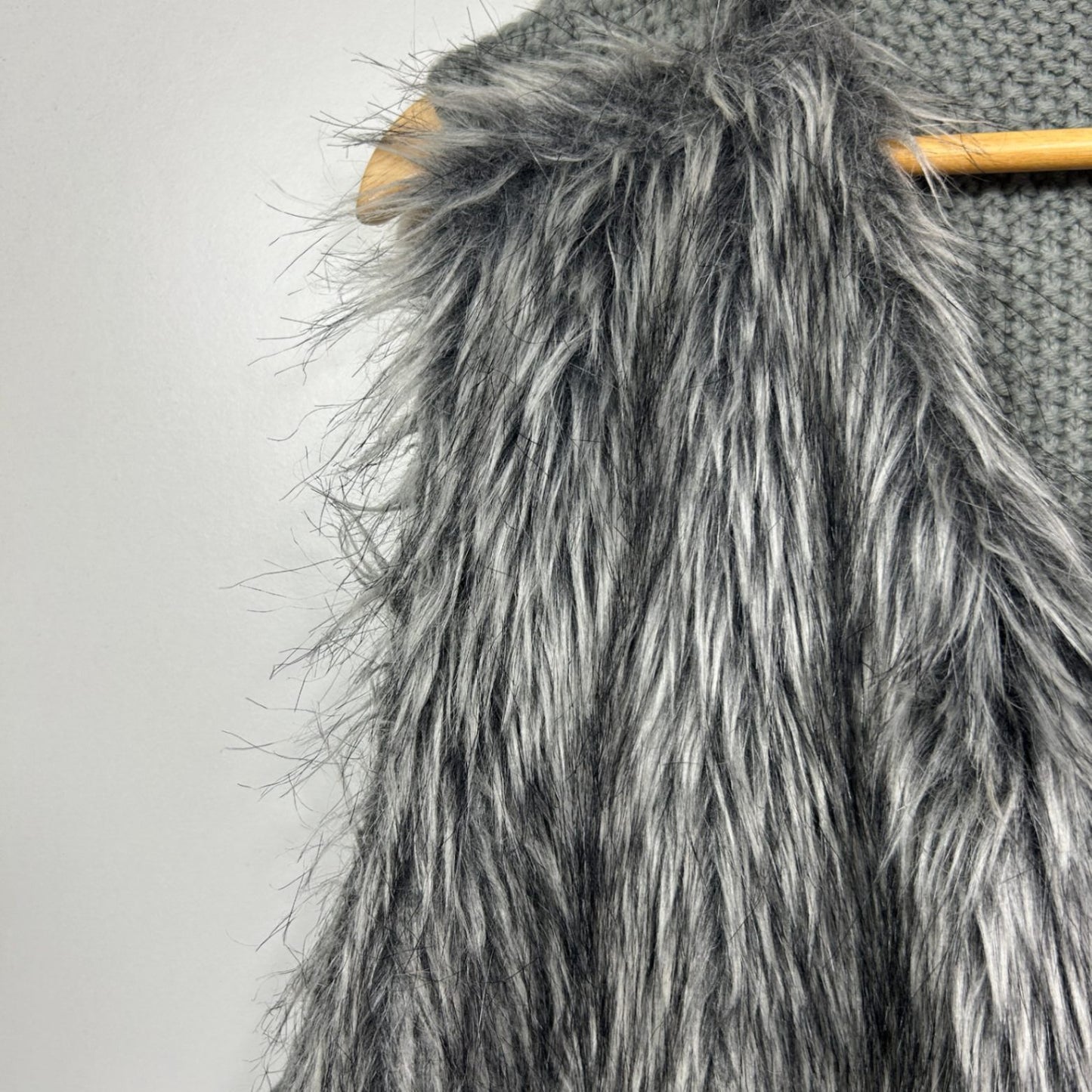 City Chic Faux Fur Grey Longline Vest Sleeveless Size 22 Plus XL