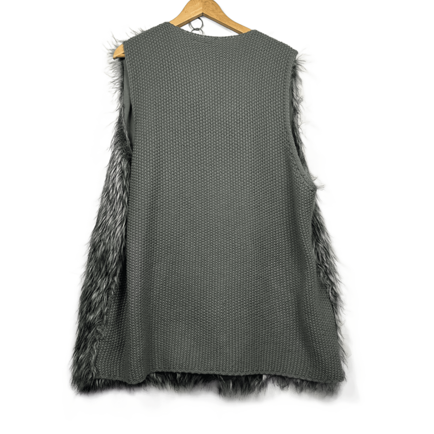 City Chic Faux Fur Grey Longline Vest Sleeveless Size 22 Plus XL