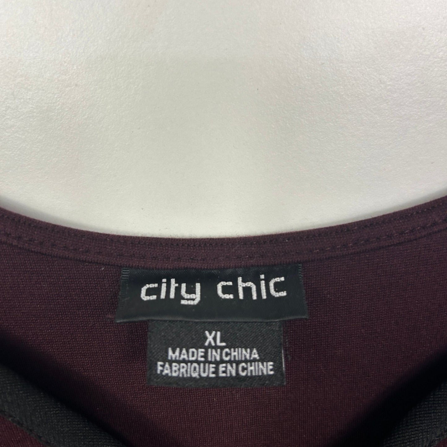 City Chic Midi Dress Size 22 Plus XL Burgundy Short Sleeve Pockets Thick