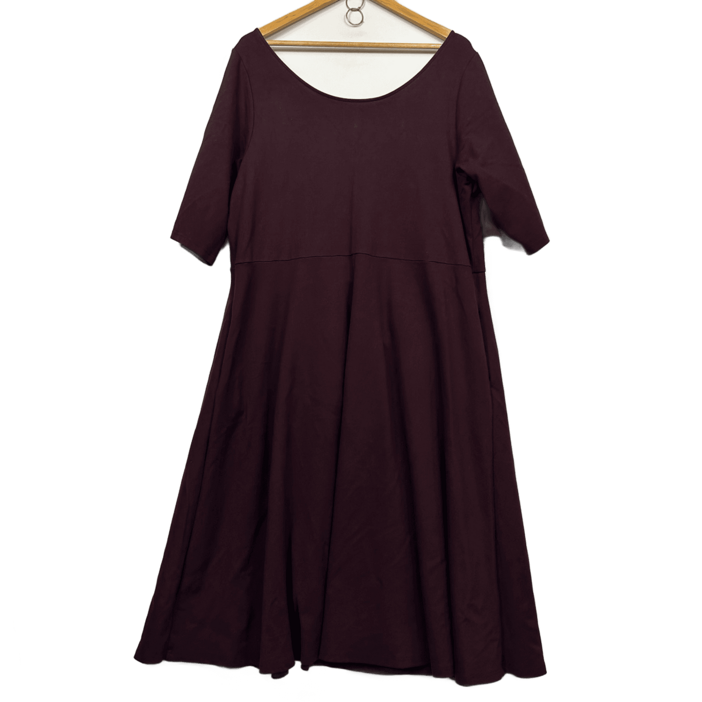 City Chic Midi Dress Size 22 Plus XL Burgundy Short Sleeve Pockets Thick