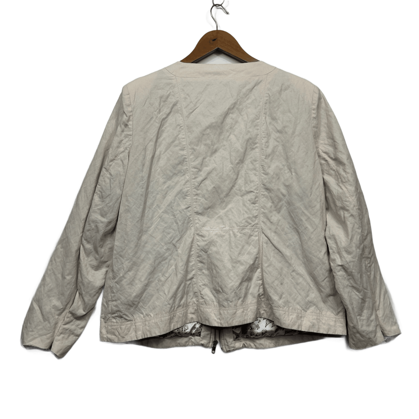 Blue Illusion Jacket Size 16 18 3XL Beige Lightweight Jacket Zip Front Pockets