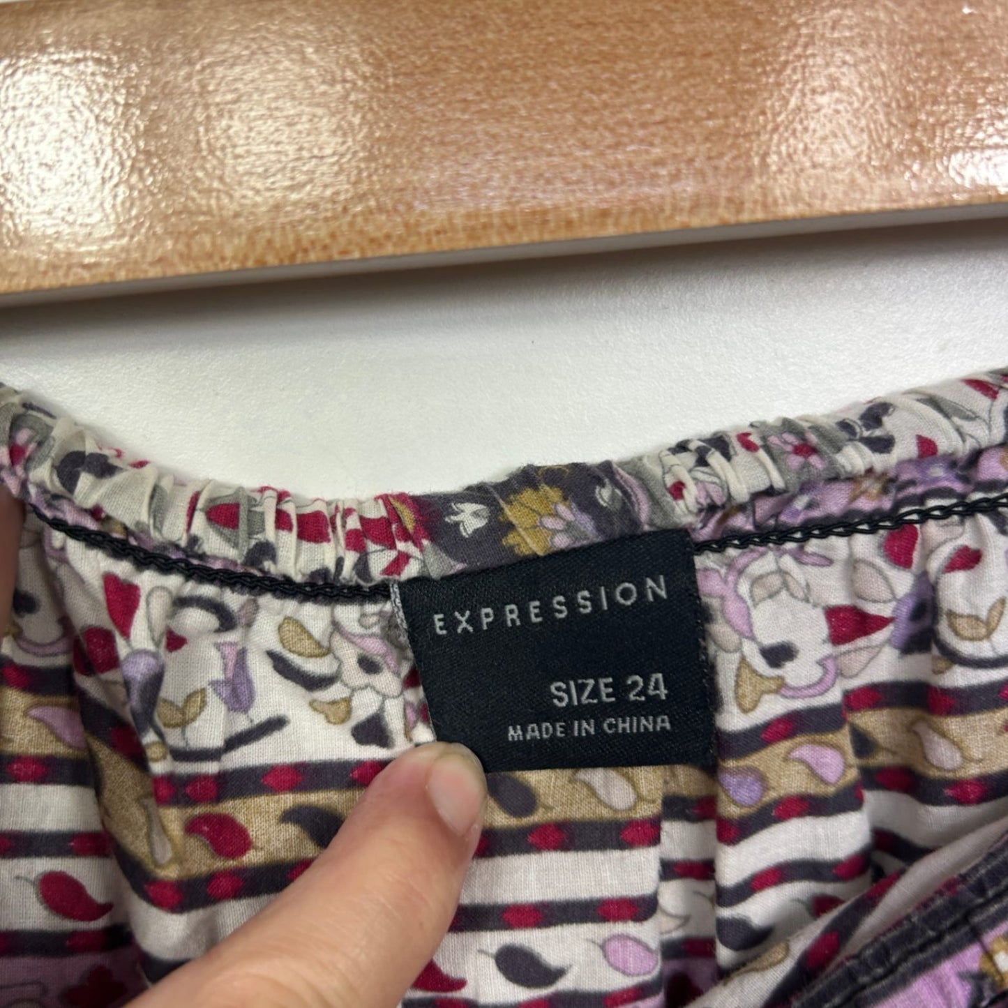 Expression Multicoloured Cotton Maxi Elasticated Waist Boho Skirt Size 24 Plus Y2K