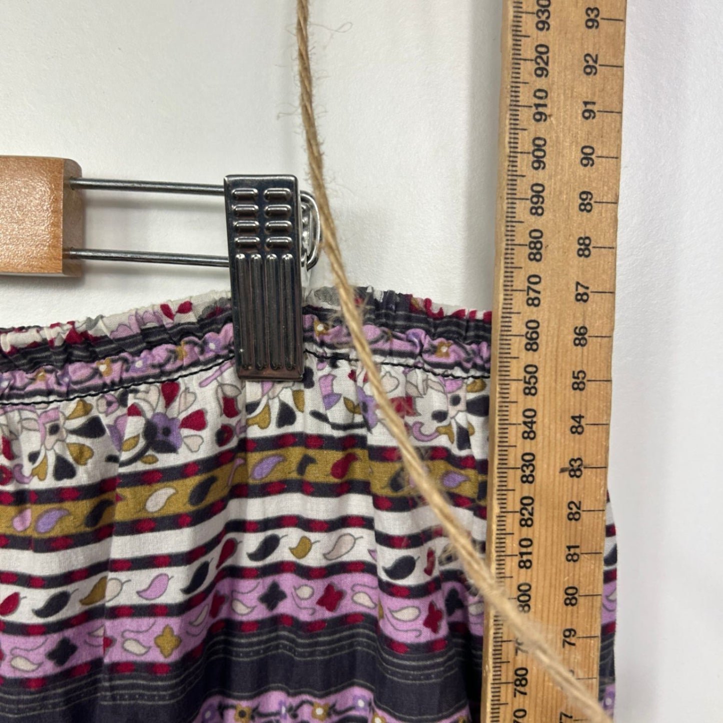 Expression Multicoloured Cotton Maxi Elasticated Waist Boho Skirt Size 24 Plus Y2K