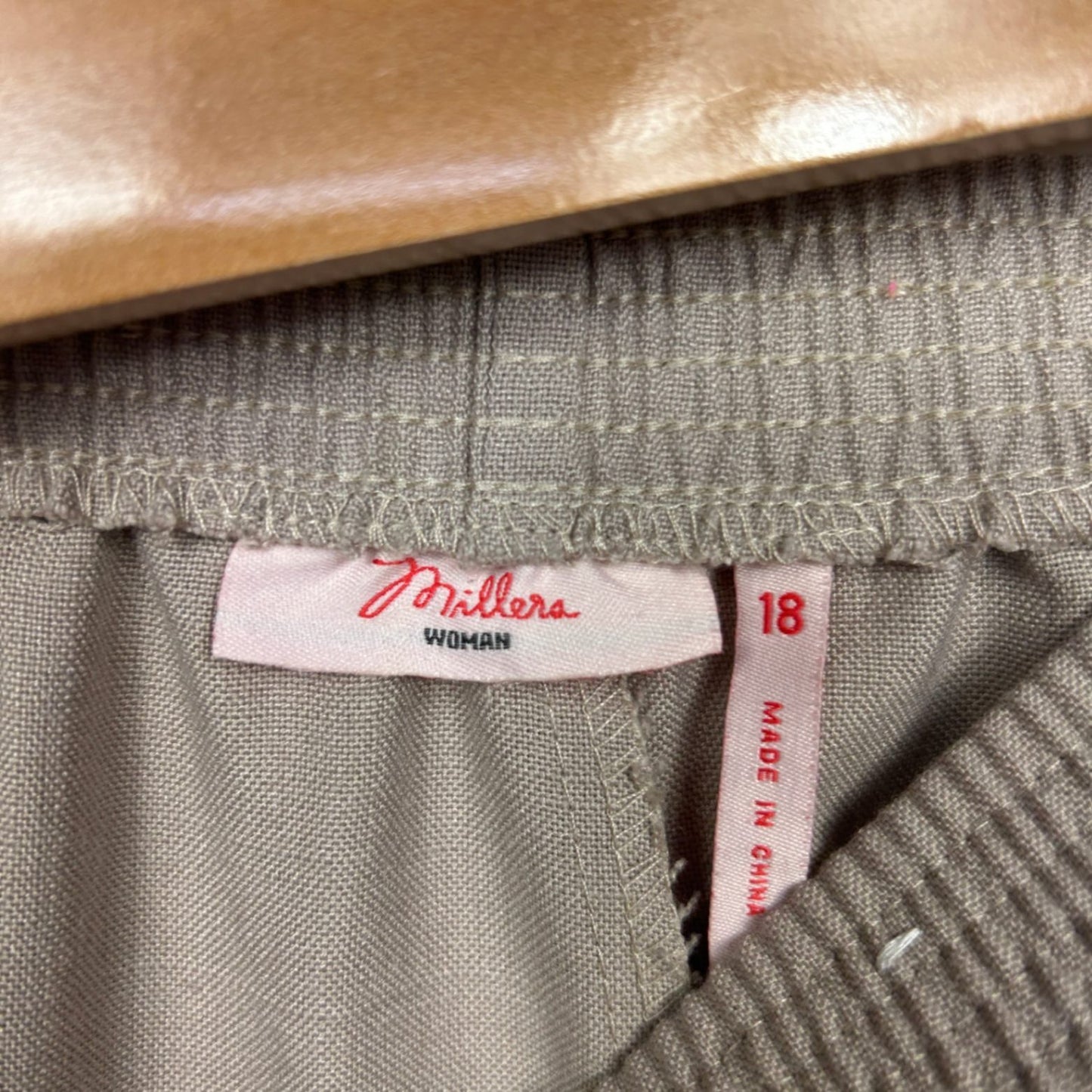 Millers Pants Trousers Size 18 Taupe Elastic Waist Trousers Relaxed Straight Leg