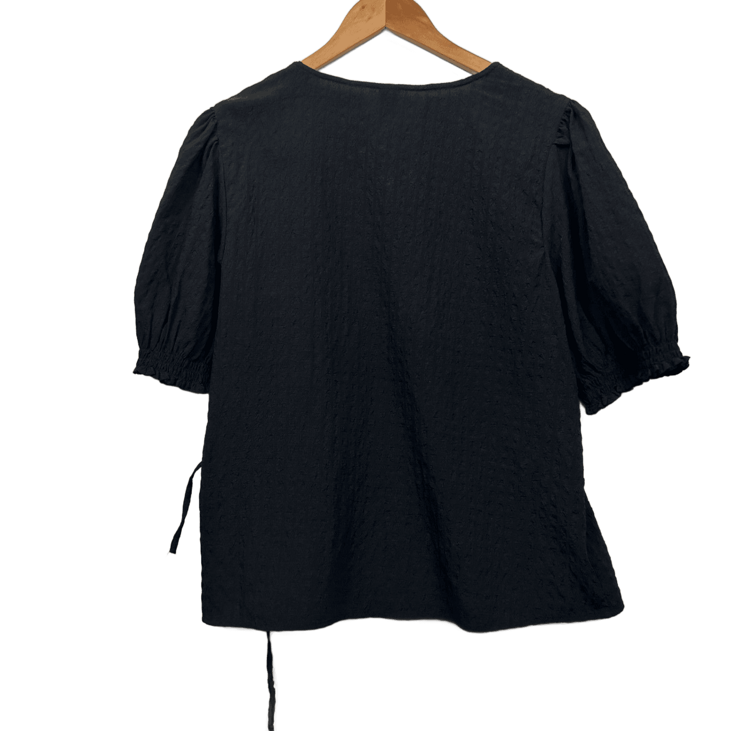 Anko Wrap Top Blouse Size 16 Black Short Sleeve